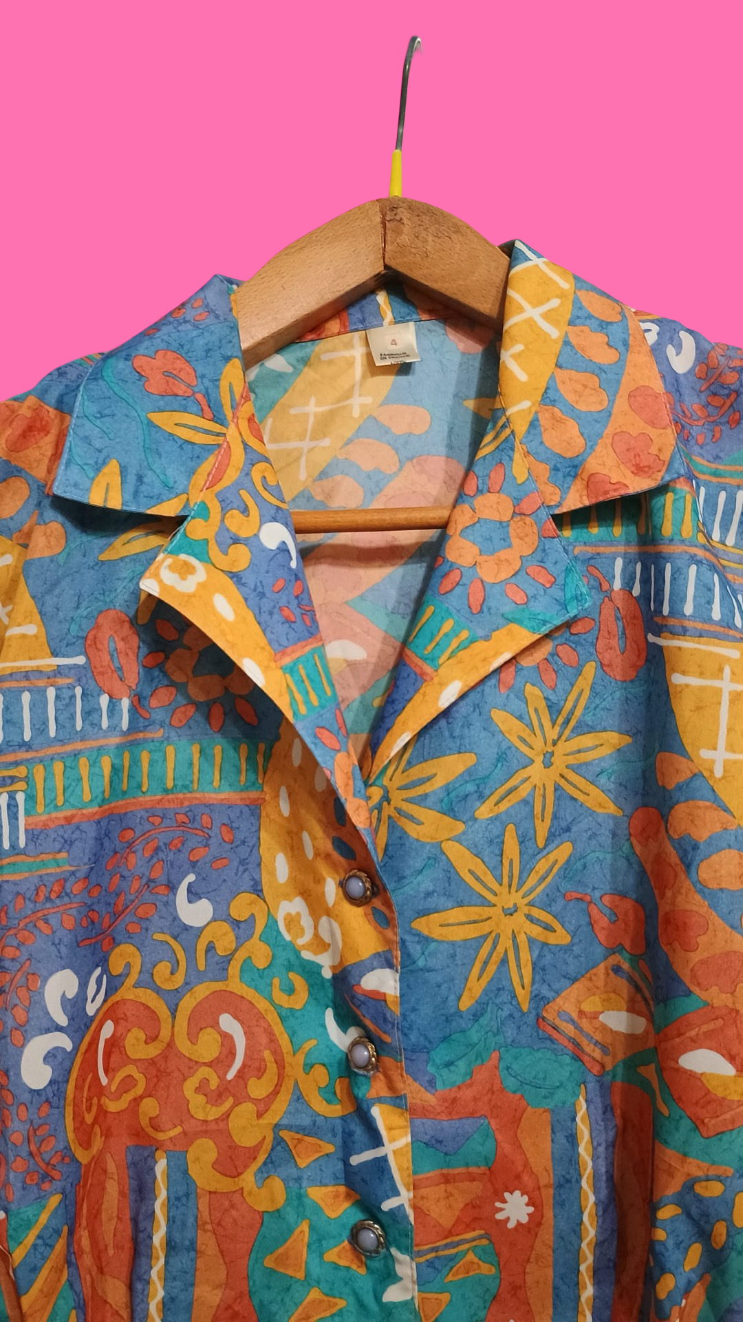 Vintage Multicolor Fantasy 80's Shirt Woman Size M