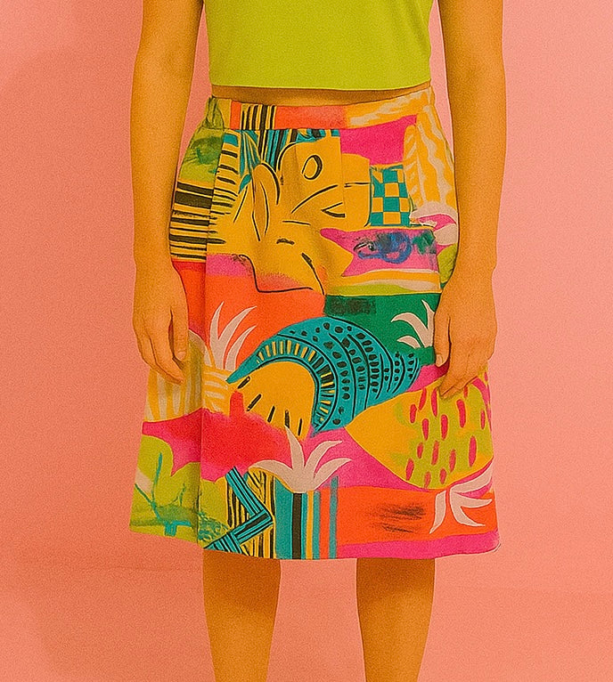 Vintage Multicolor Fantasy 90's Shirt Woman Skirt M