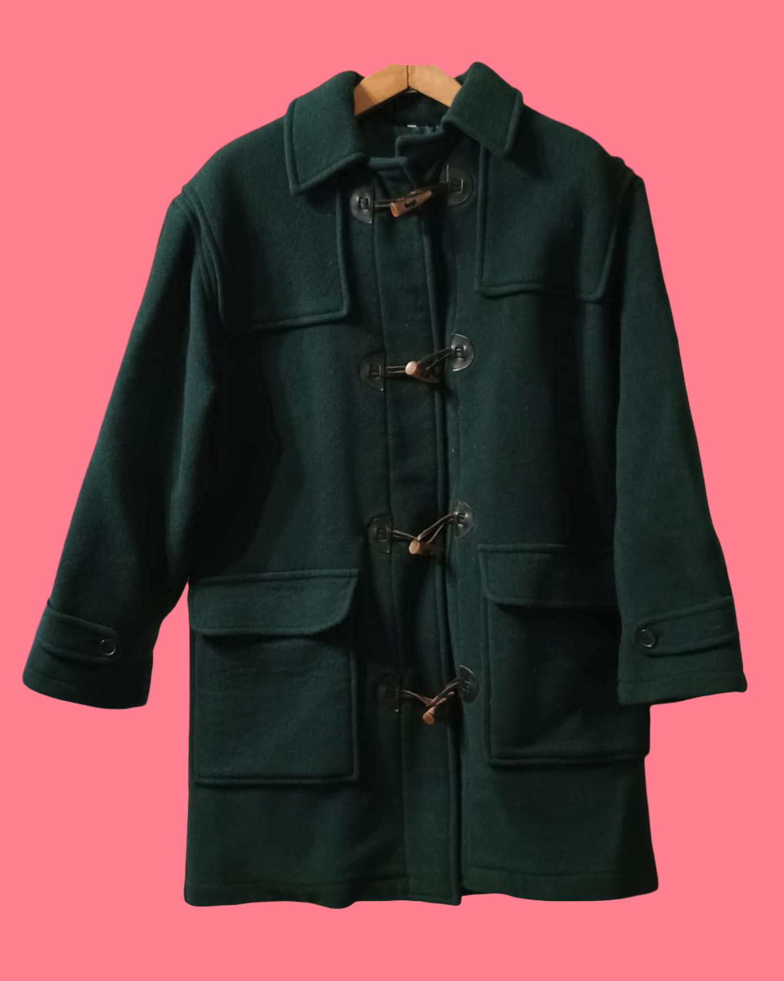 Vintage Green 90's Wool Coat Unisex Size M