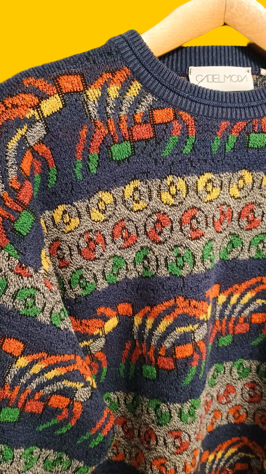 Maglione Vintage Multicolor A Fantasia Anni 90 Unisex Size XXL