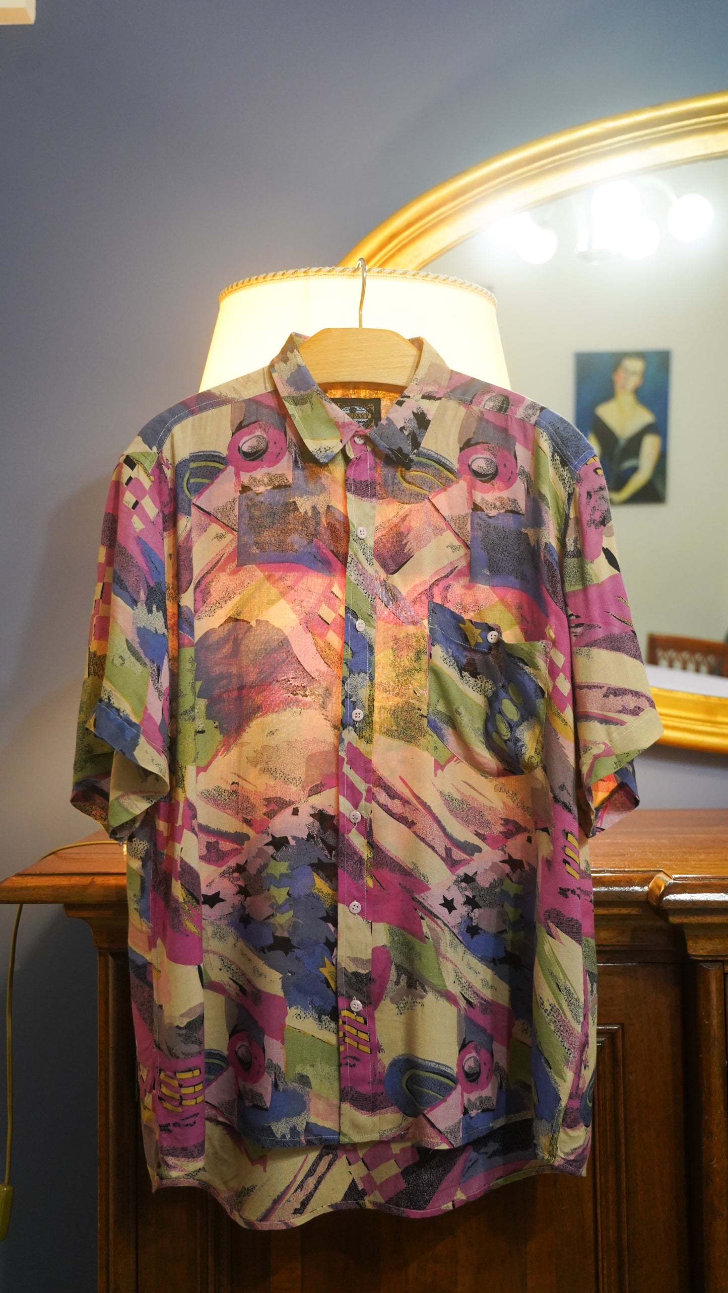 Vintage Multicolor Fantasy Shirt Unisex Short Sleeves Size L