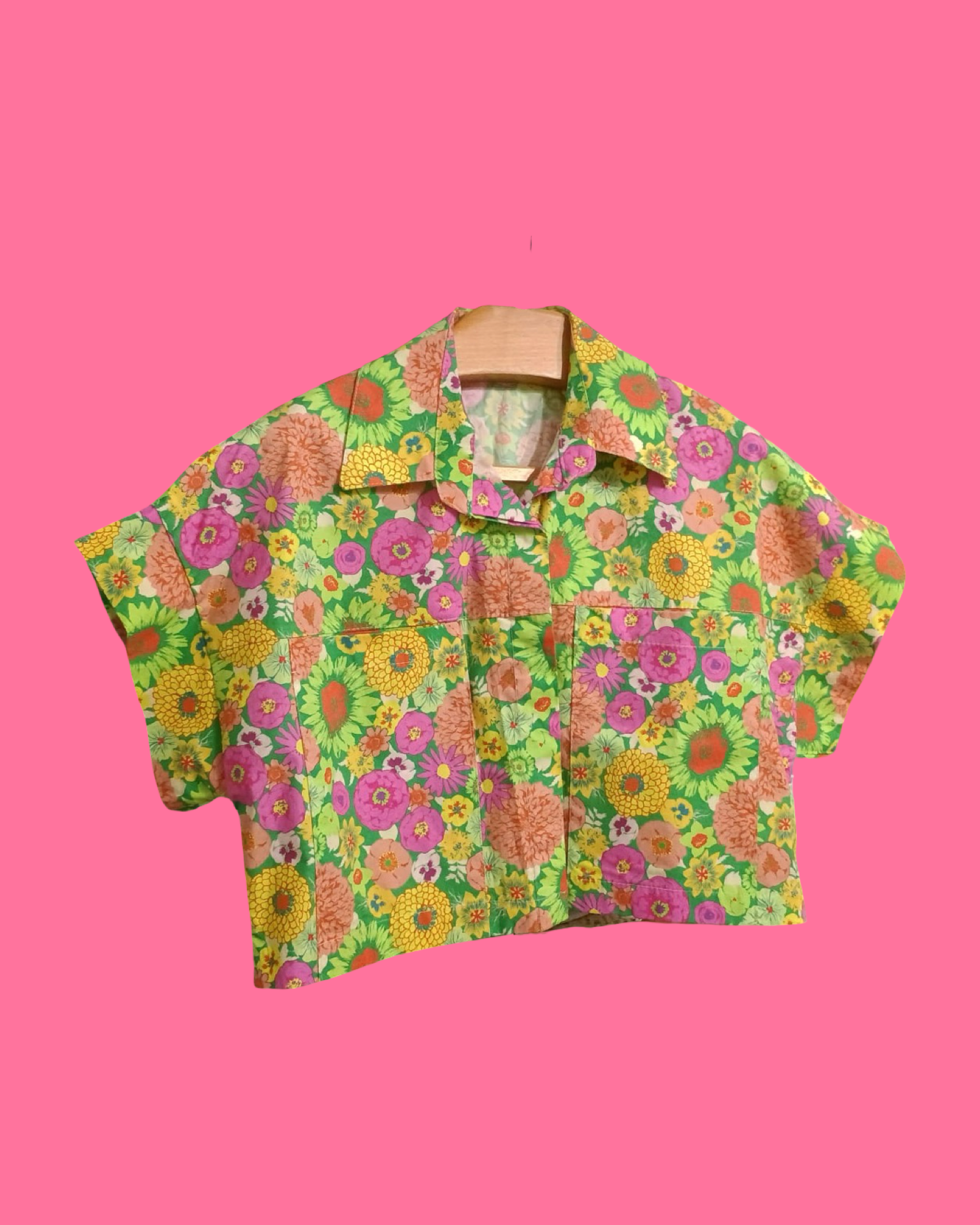 Vintage Multicolor Fantasy 90's Cropped Shirt Woman Size M