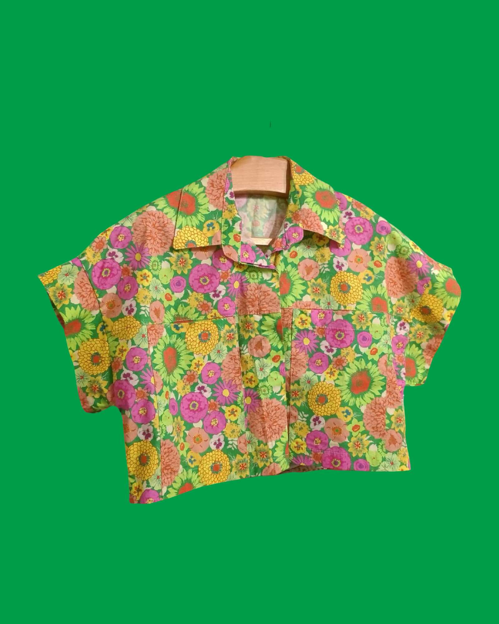 Vintage Multicolor Fantasy 90's Cropped Shirt Woman Size M