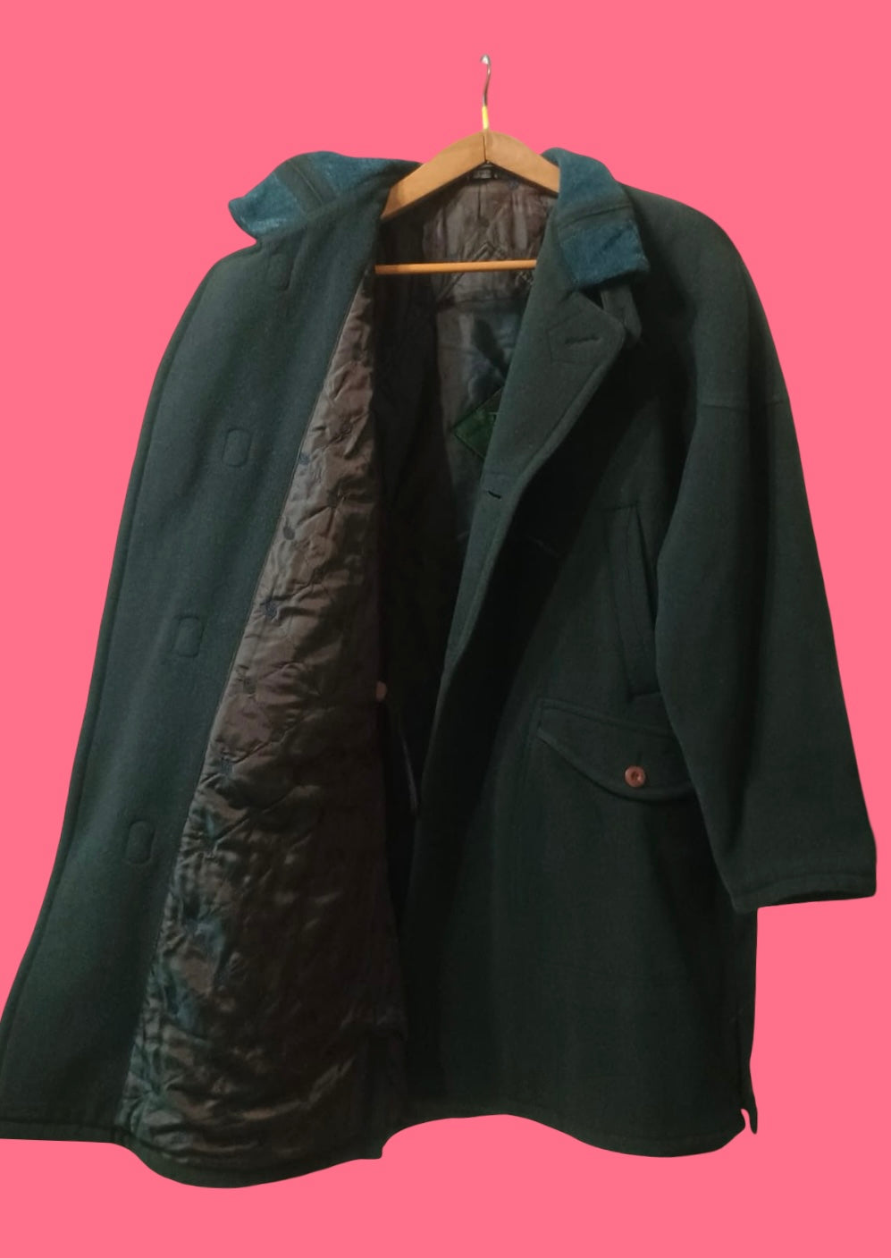 Vintage Green 90's Wool Coat Unisex Size M