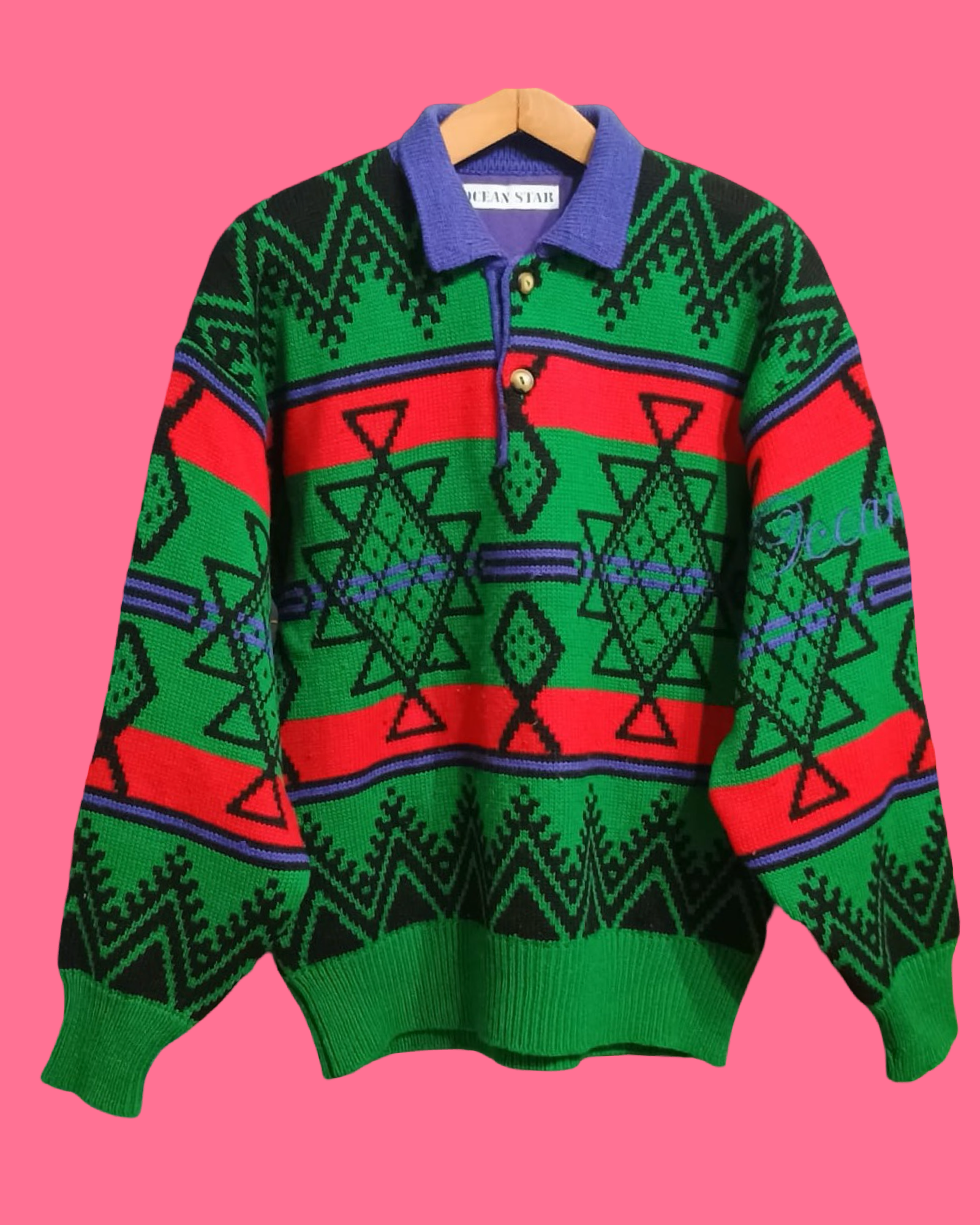 Vintage Multicolor Fantasy 90's Sweater Unisex Size L