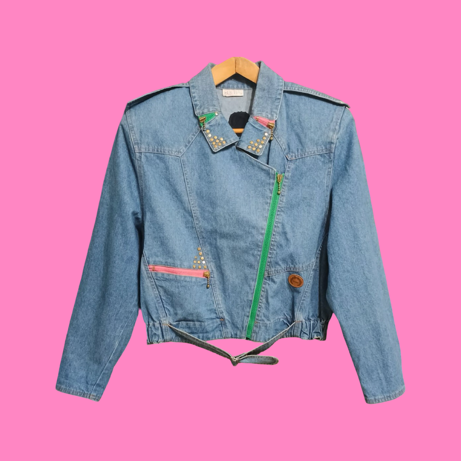 Jeans Jacket Vintage Multicolor A Fantasia Anni 90 Woman Size M