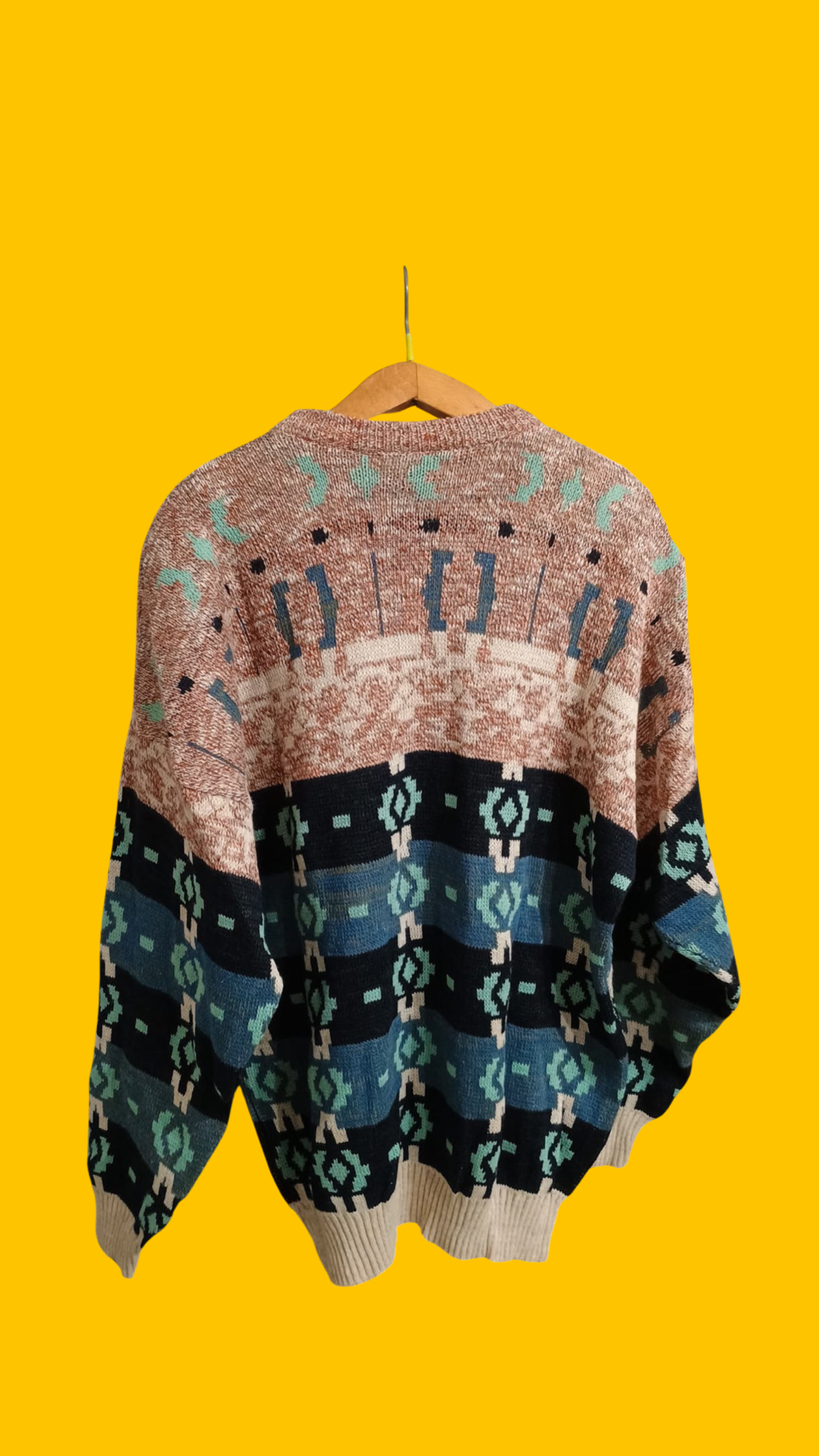 Maglione Vintage Multicolor A Fantasia Anni 90 Unisex Size XL