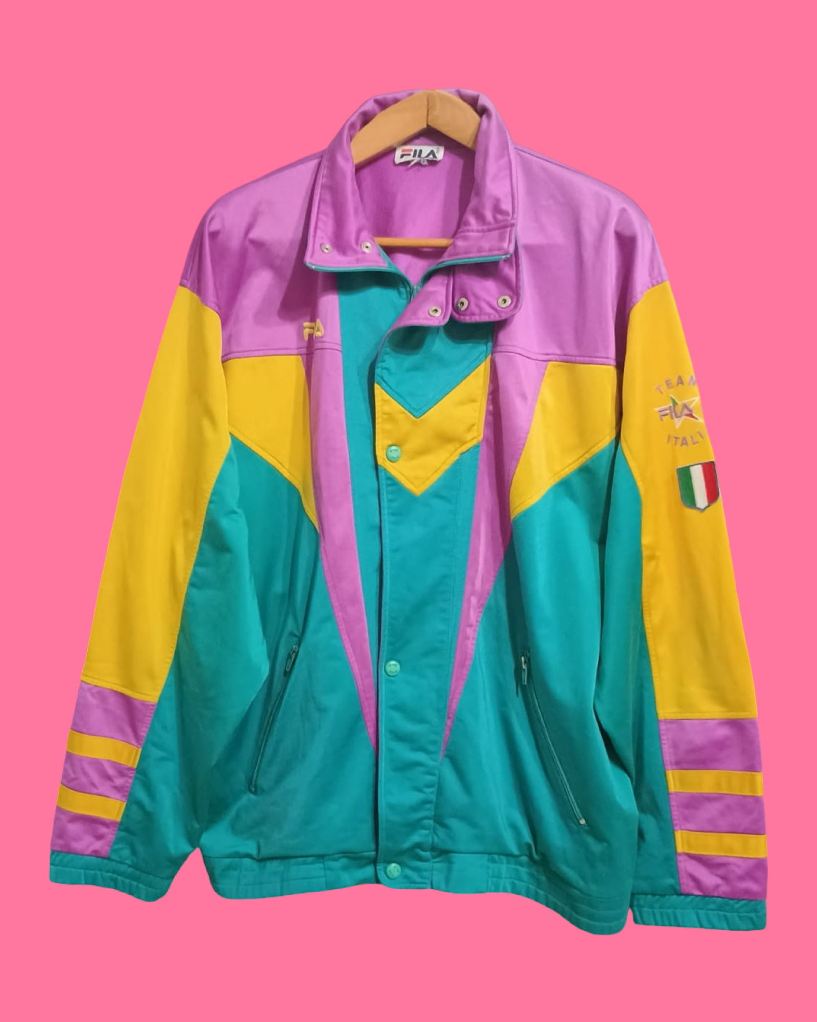 Vintage Multicolor Fantasy 90's Fila Sweatshirt-Jacket Unisex Size L