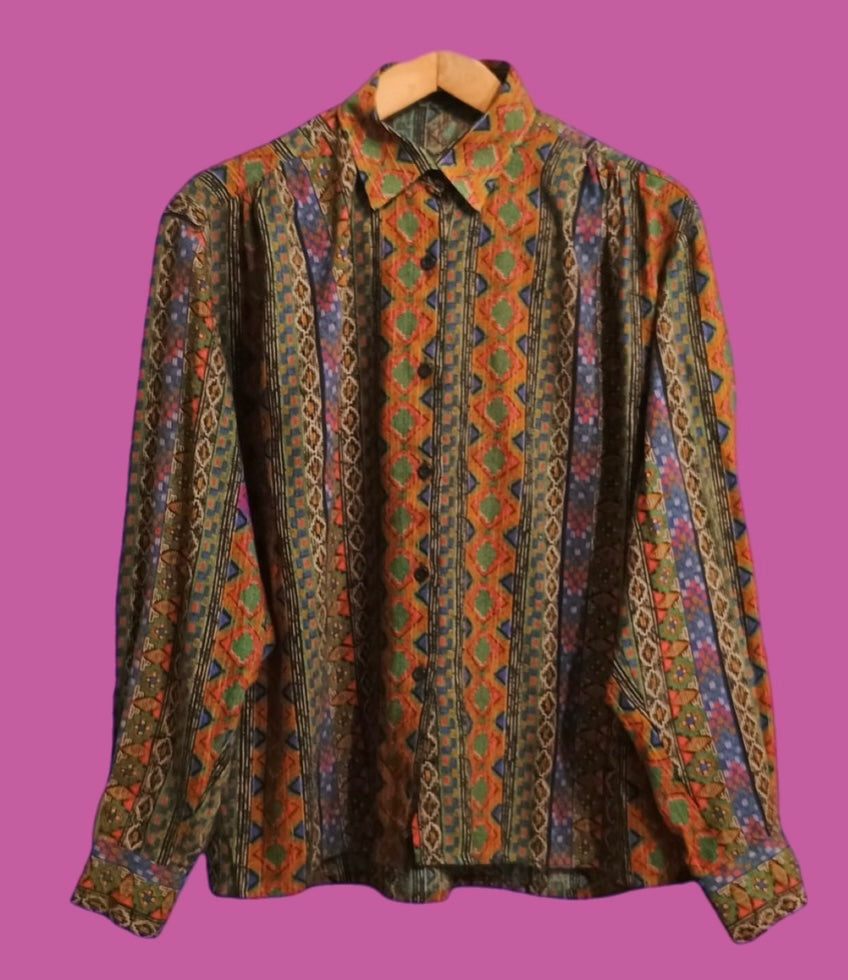 Vintage Multicolor Fantasy 90's Shirt Woman Size M