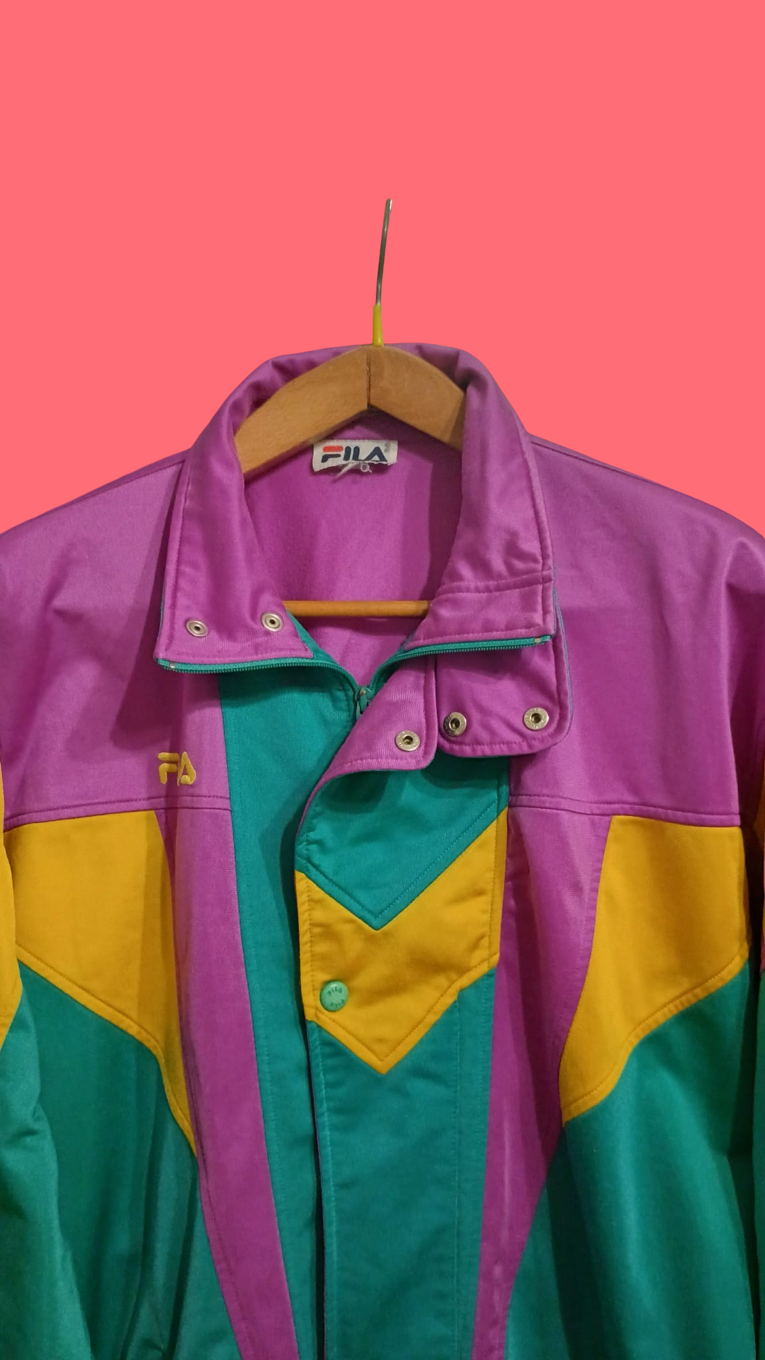 Vintage Multicolor Fantasy 90's Fila Sweatshirt-Jacket Unisex Size L
