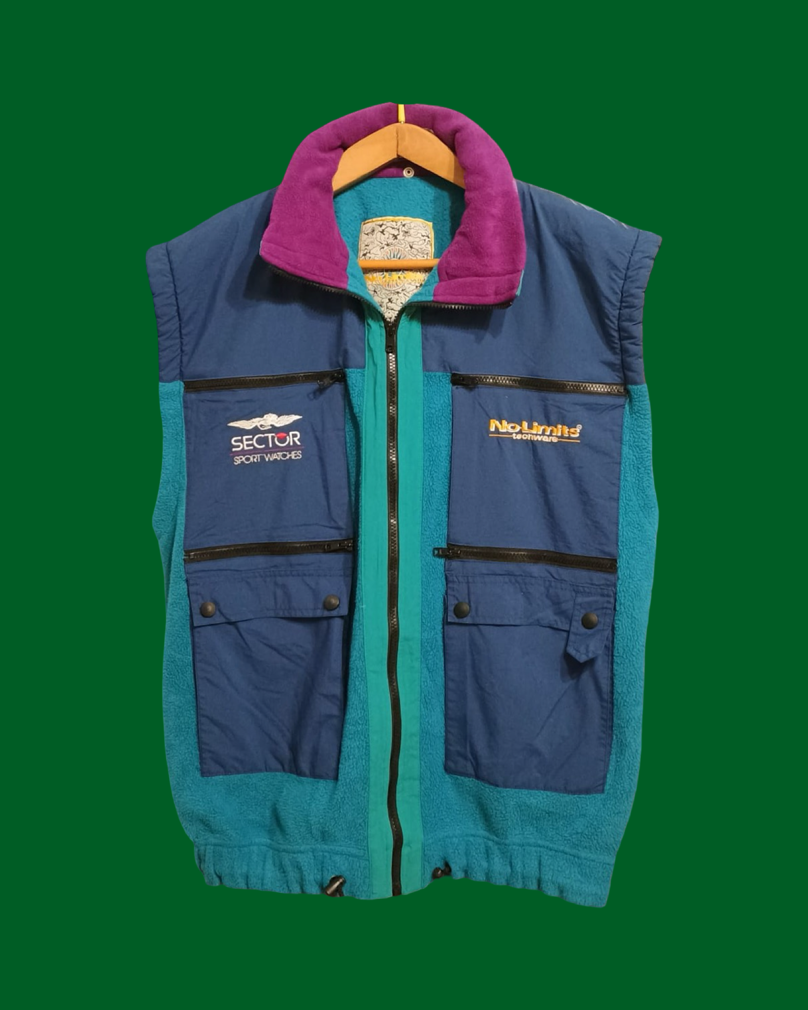 Vintage Multicolor Fantasy 90's Pile Gilet Unisex Size L