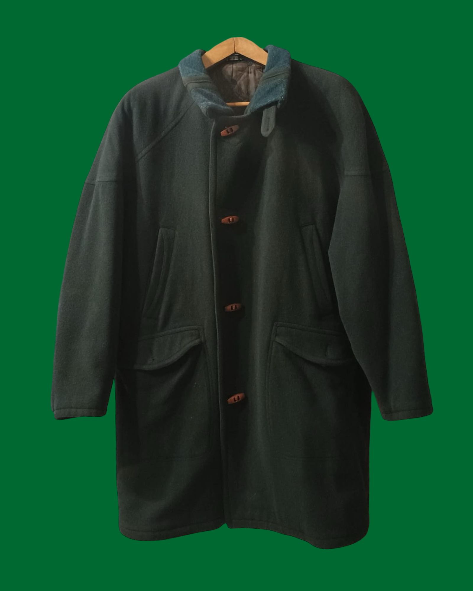 Vintage Green 90's Wool Coat Unisex Size M