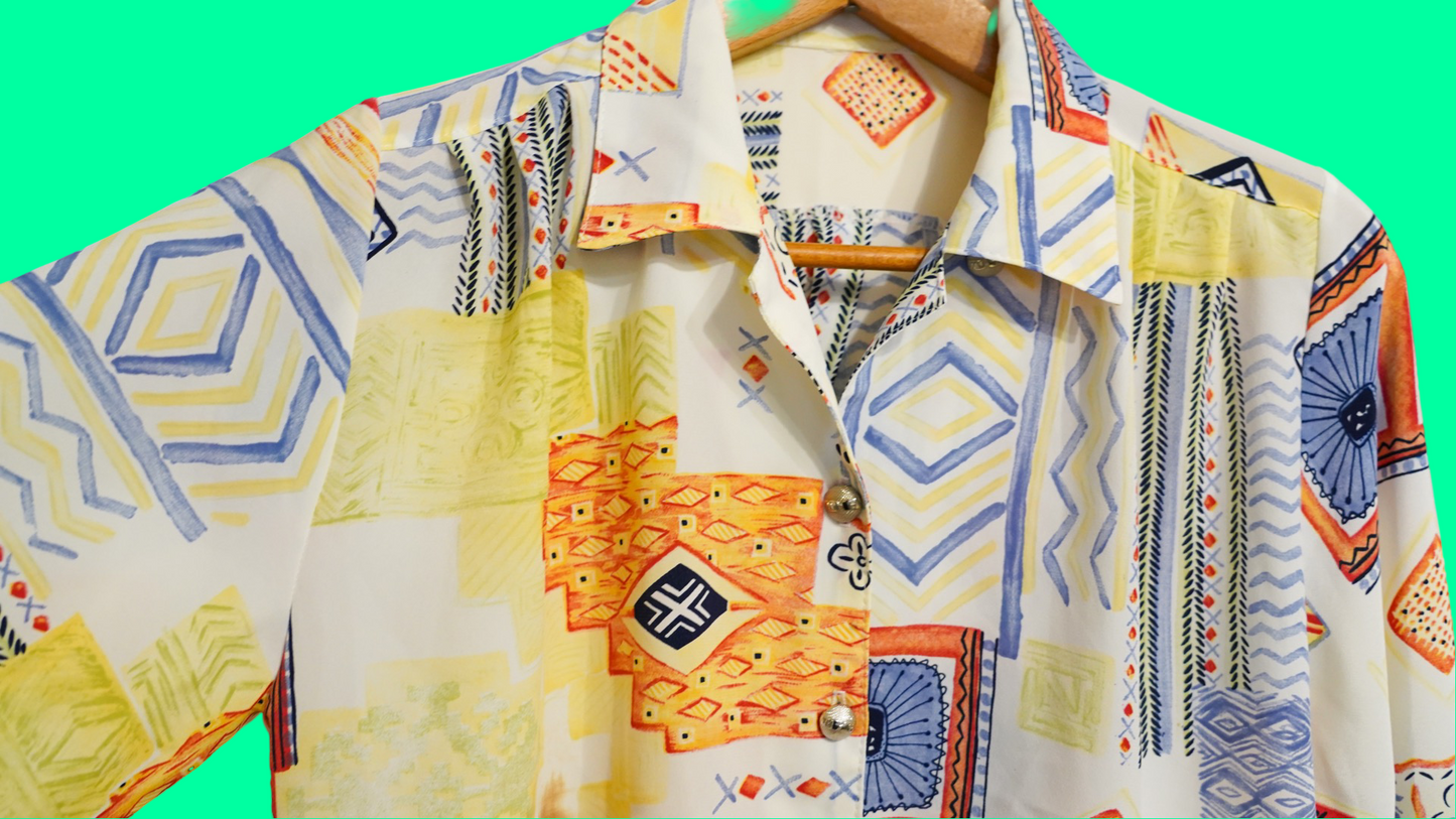 Camicia Donna Fantasia Vintage Multicolor Taglia S/M