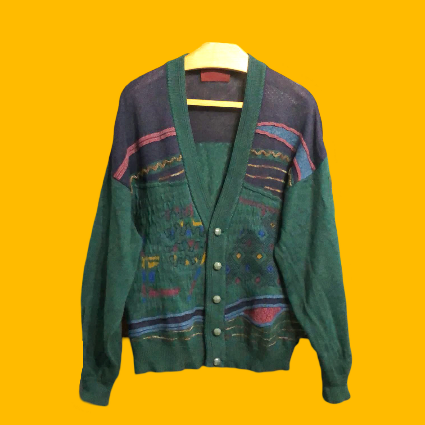 Maglione Vintage Multicolor A Fantasia Anni 90 Unisex Size L