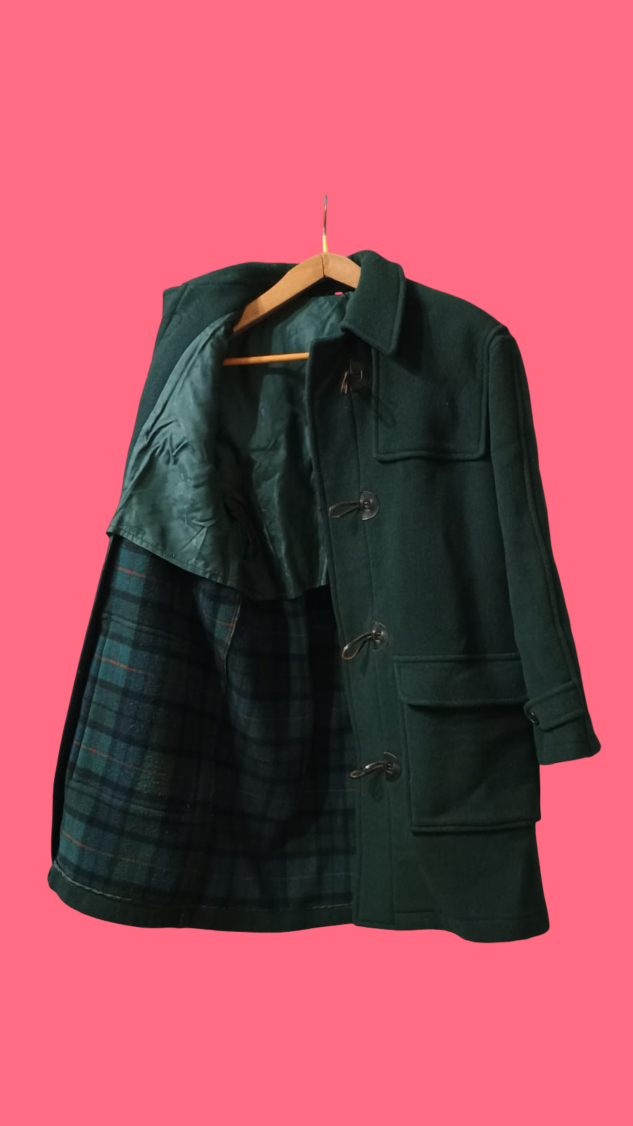 Vintage Green 90's Wool Coat Unisex Size M