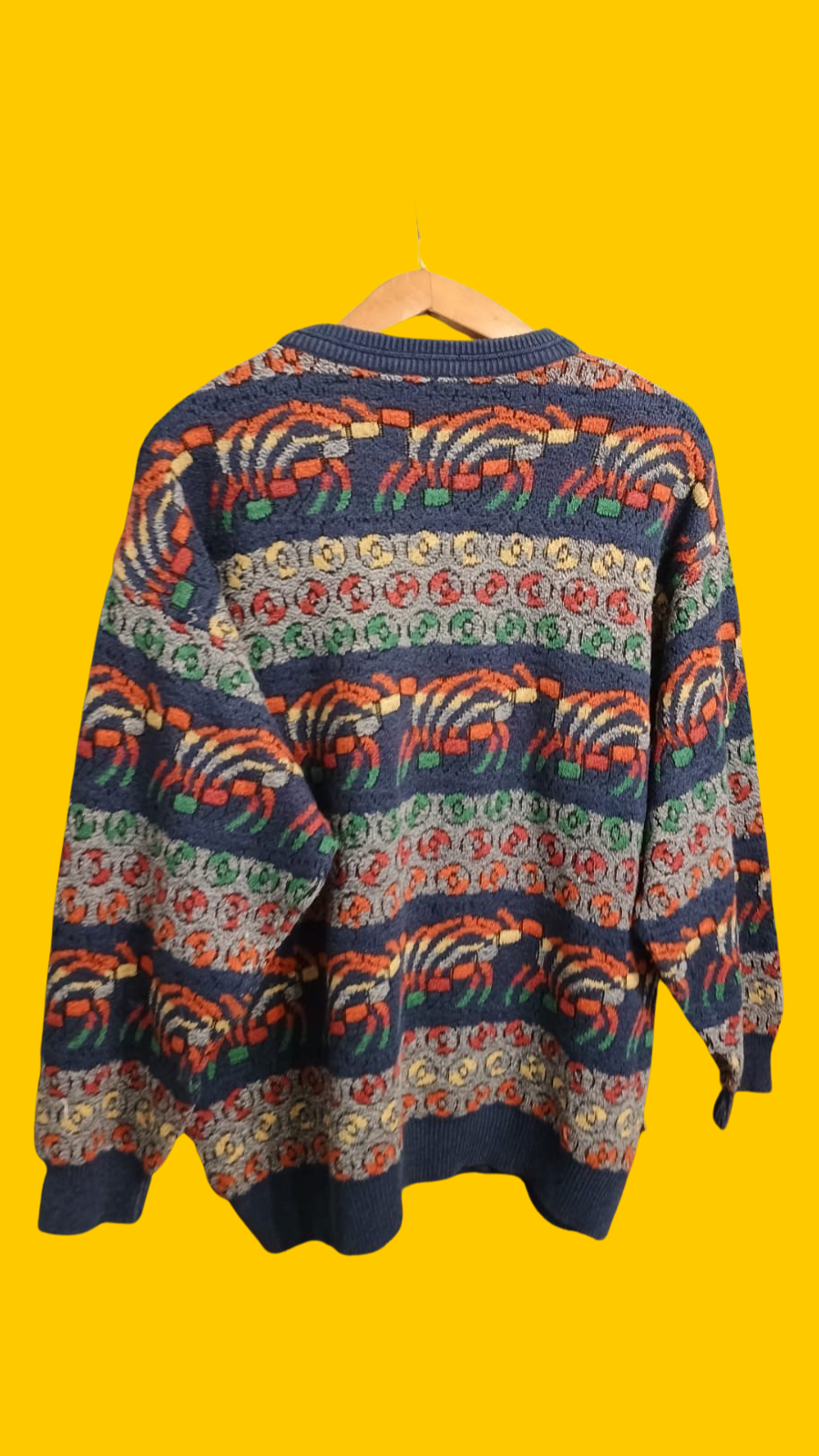 Maglione Vintage Multicolor A Fantasia Anni 90 Unisex Size XXL