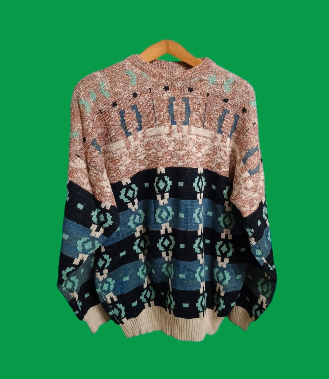 Maglione Vintage Multicolor A Fantasia Anni 90 Unisex Size XL