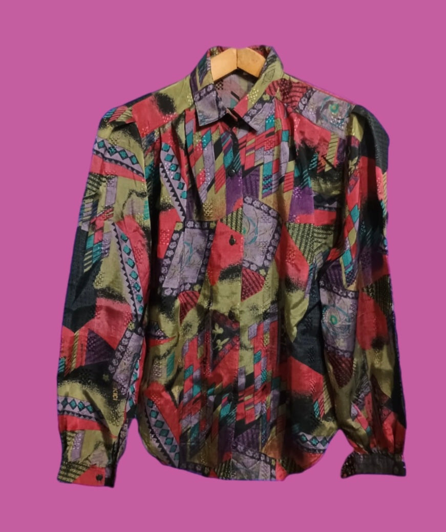 Vintage Multicolor Fantasy 90's Shirt Woman Size M