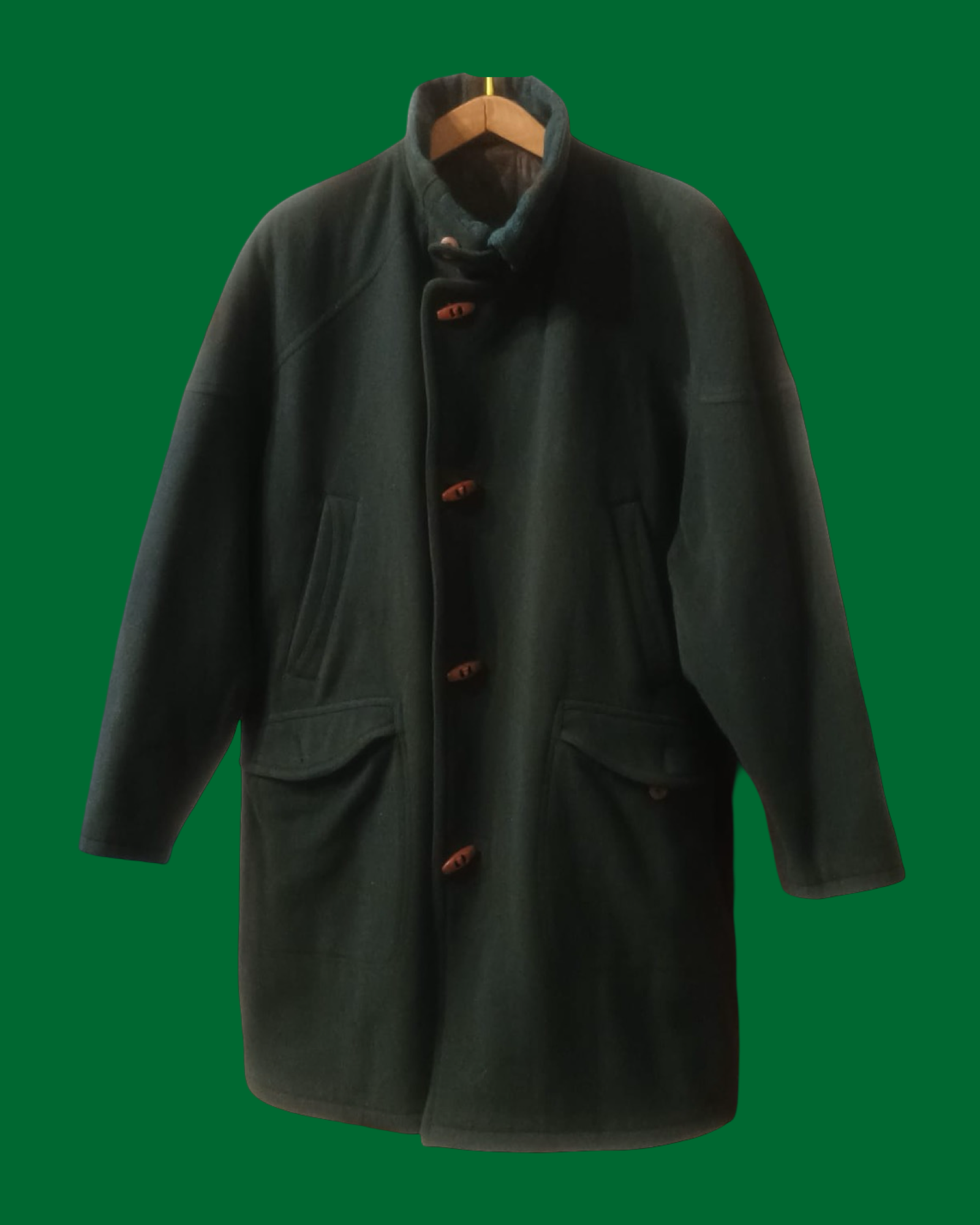 Vintage Green 90's Wool Coat Unisex Size M