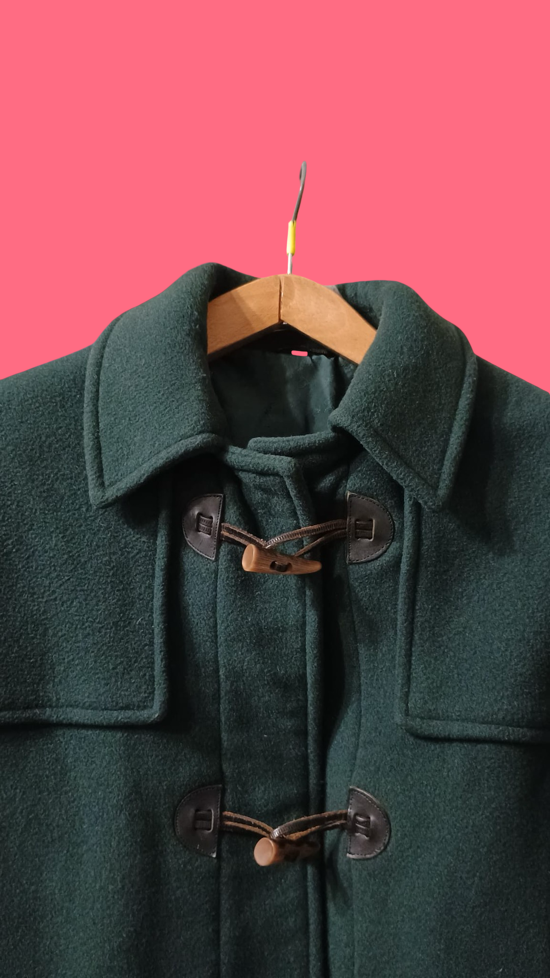 Vintage Green 90's Wool Coat Unisex Size M