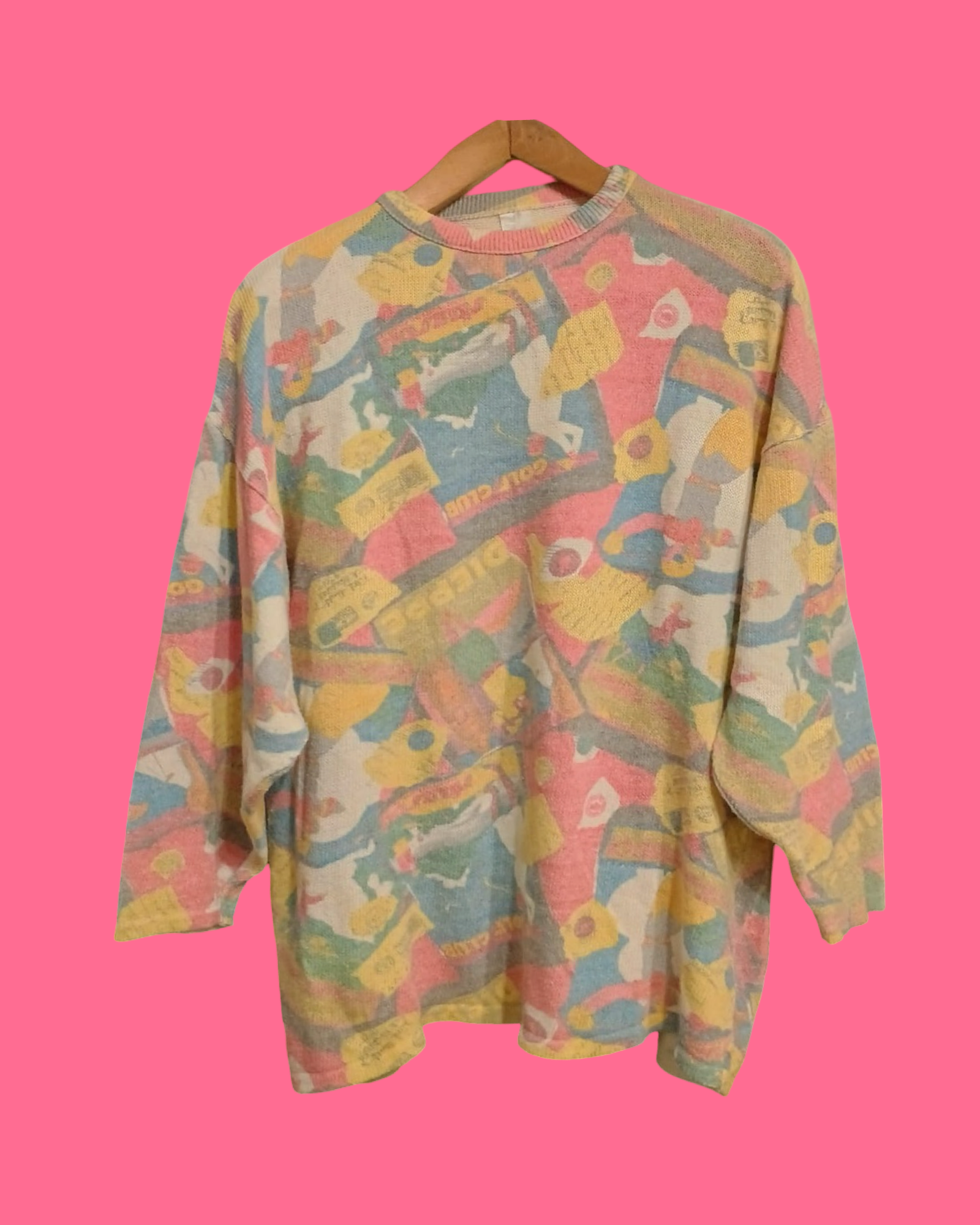 Vintage Multicolor Fantasy 90's Cotton Sweatshirt Woman Size L