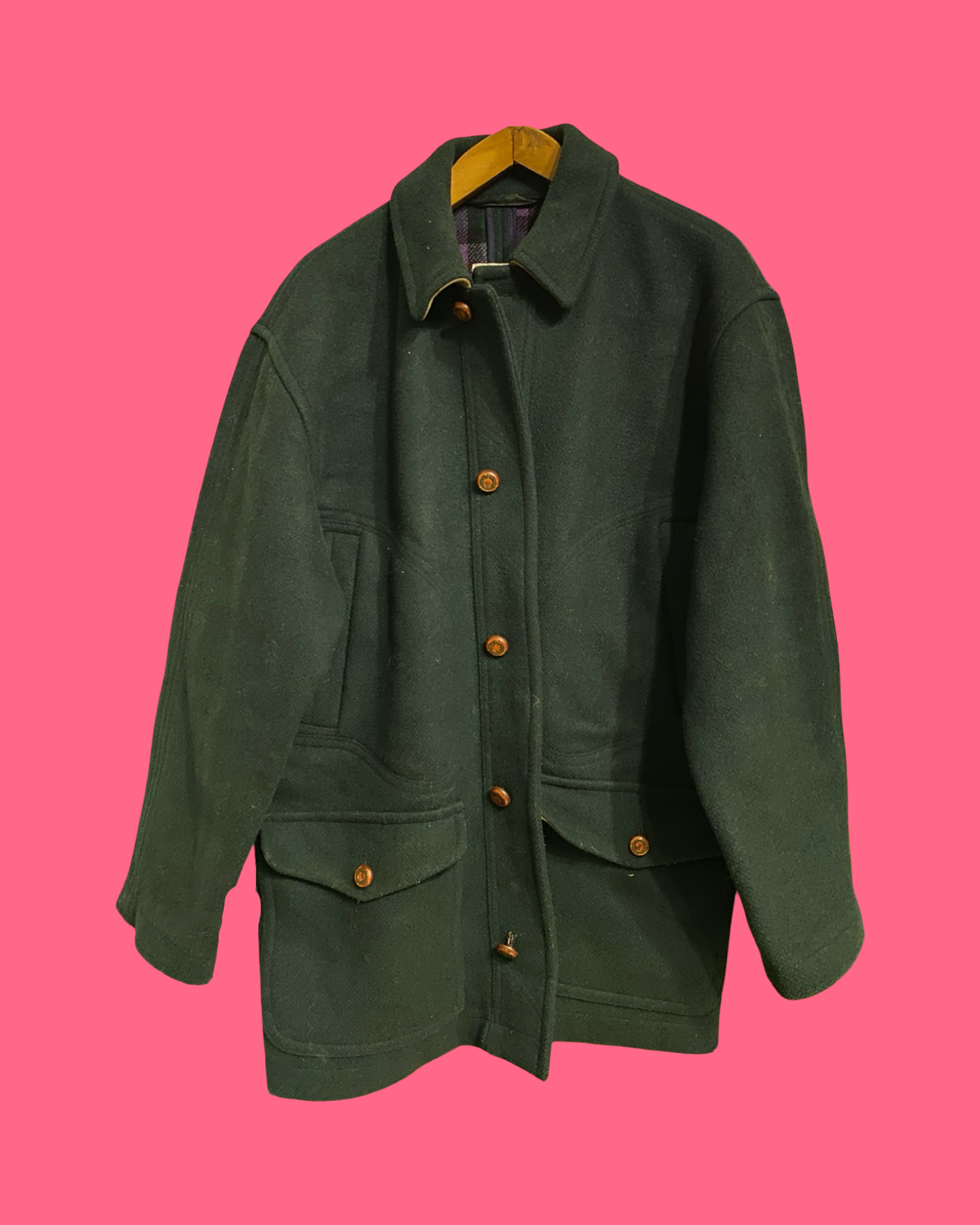 Vintage Green 90's Wool Jacket Unisex Size XL