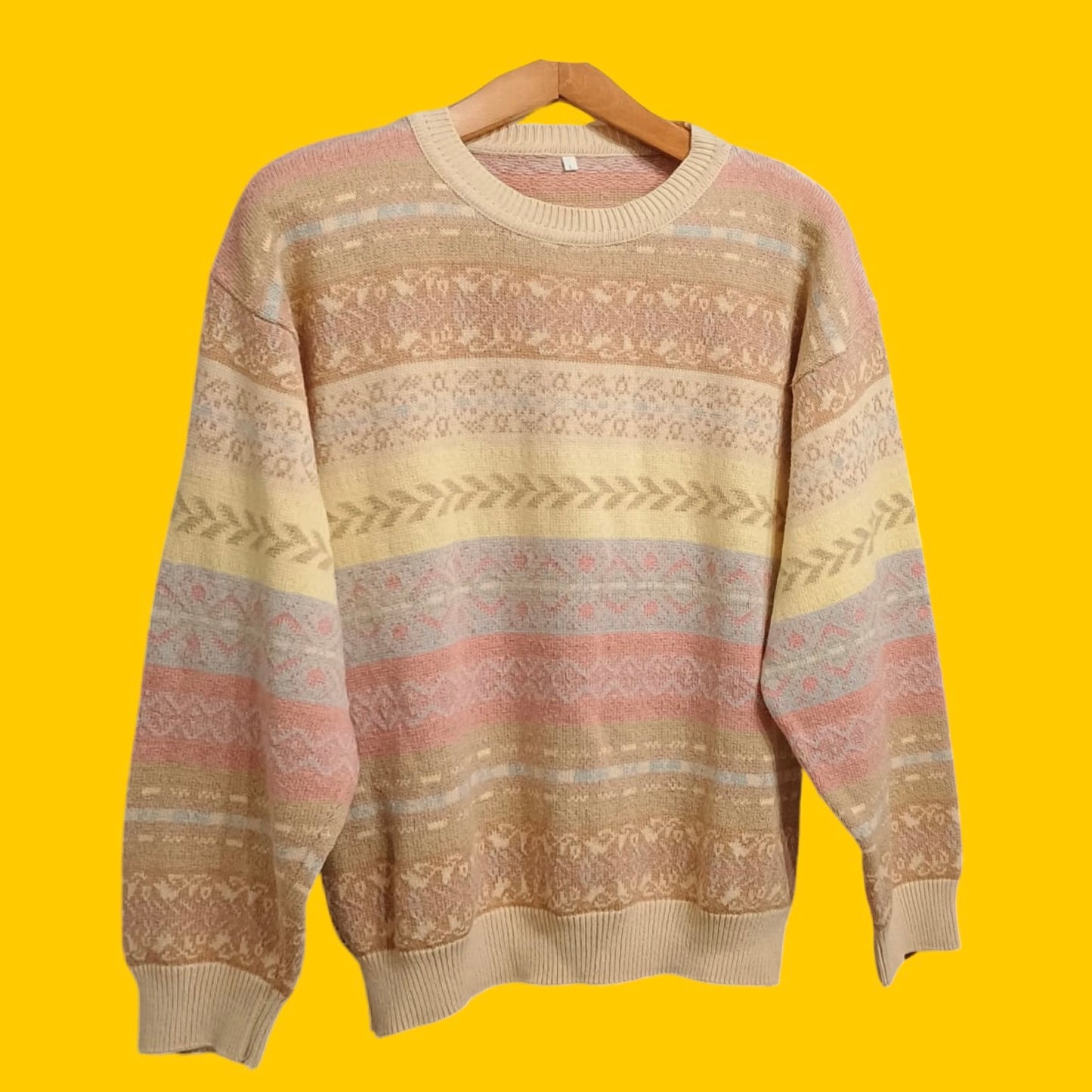 Maglione Vintage Multicolor A Fantasia Anni 90 Unisex Size L