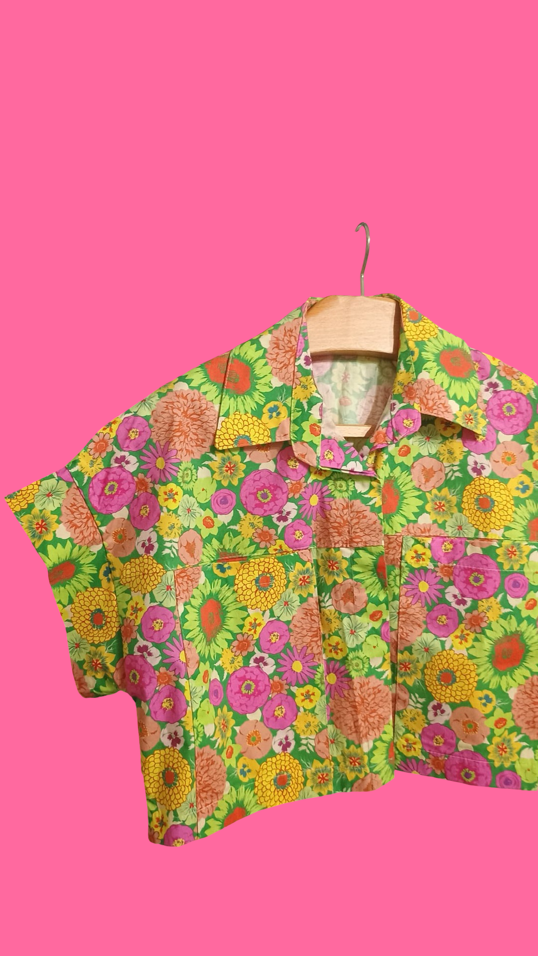 Vintage Multicolor Fantasy 90's Cropped Shirt Woman Size M