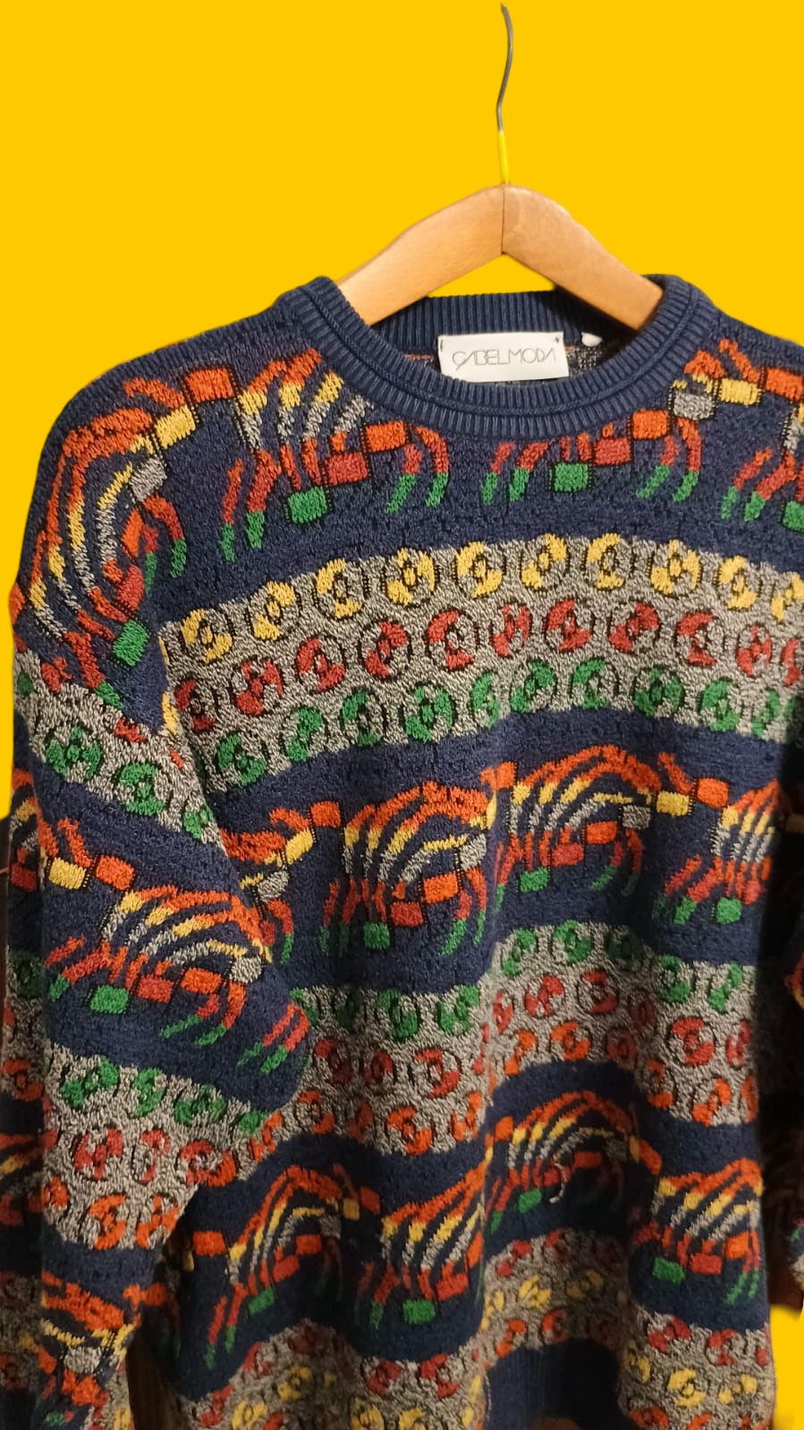 Maglione Vintage Multicolor A Fantasia Anni 90 Unisex Size XXL