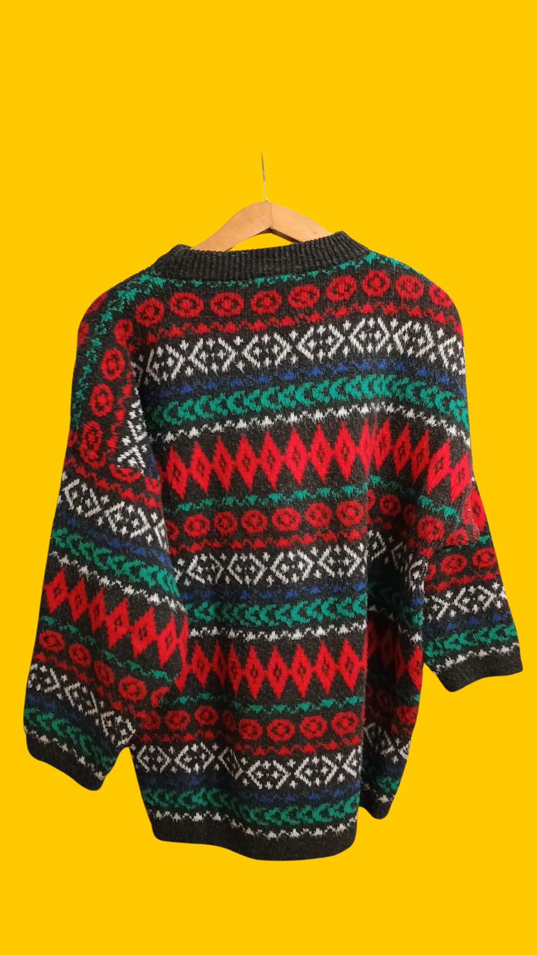 Maglione Vintage Multicolor A Fantasia Anni 90 Woman Size XL