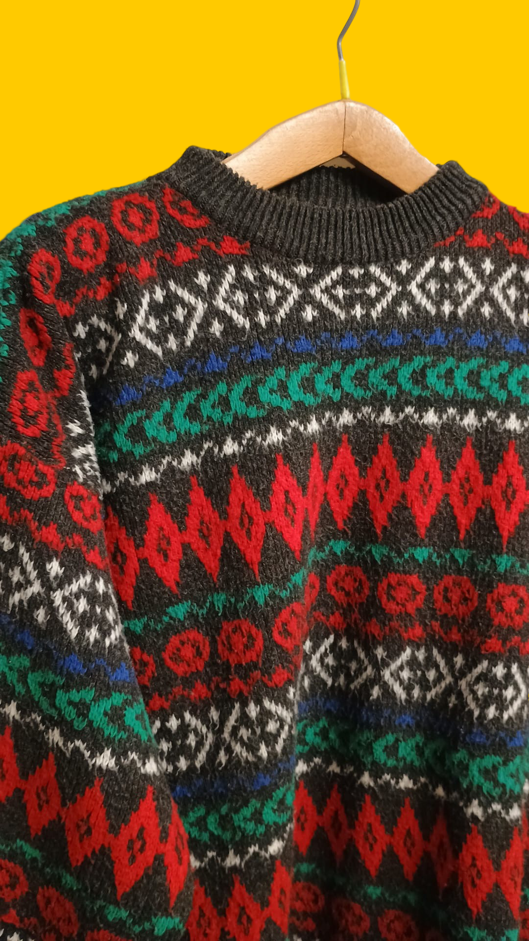 Maglione Vintage Multicolor A Fantasia Anni 90 Woman Size XL