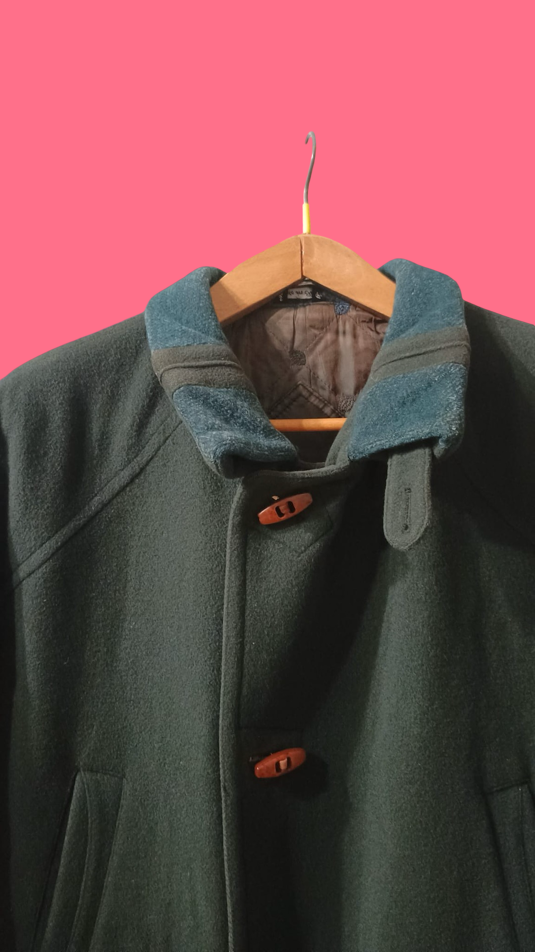 Vintage Green 90's Wool Coat Unisex Size M