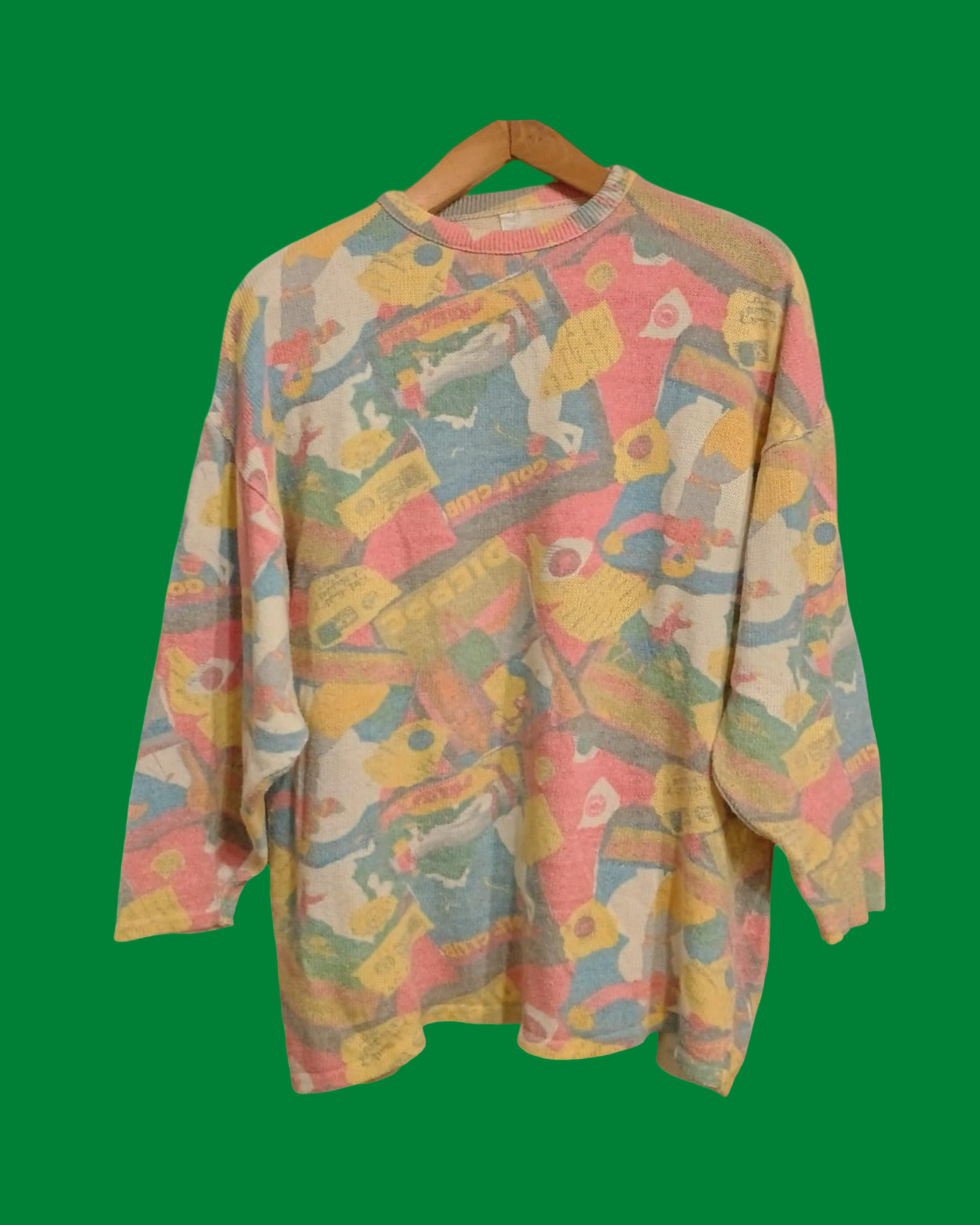 Vintage Multicolor Fantasy 90's Cotton Sweatshirt Woman Size L