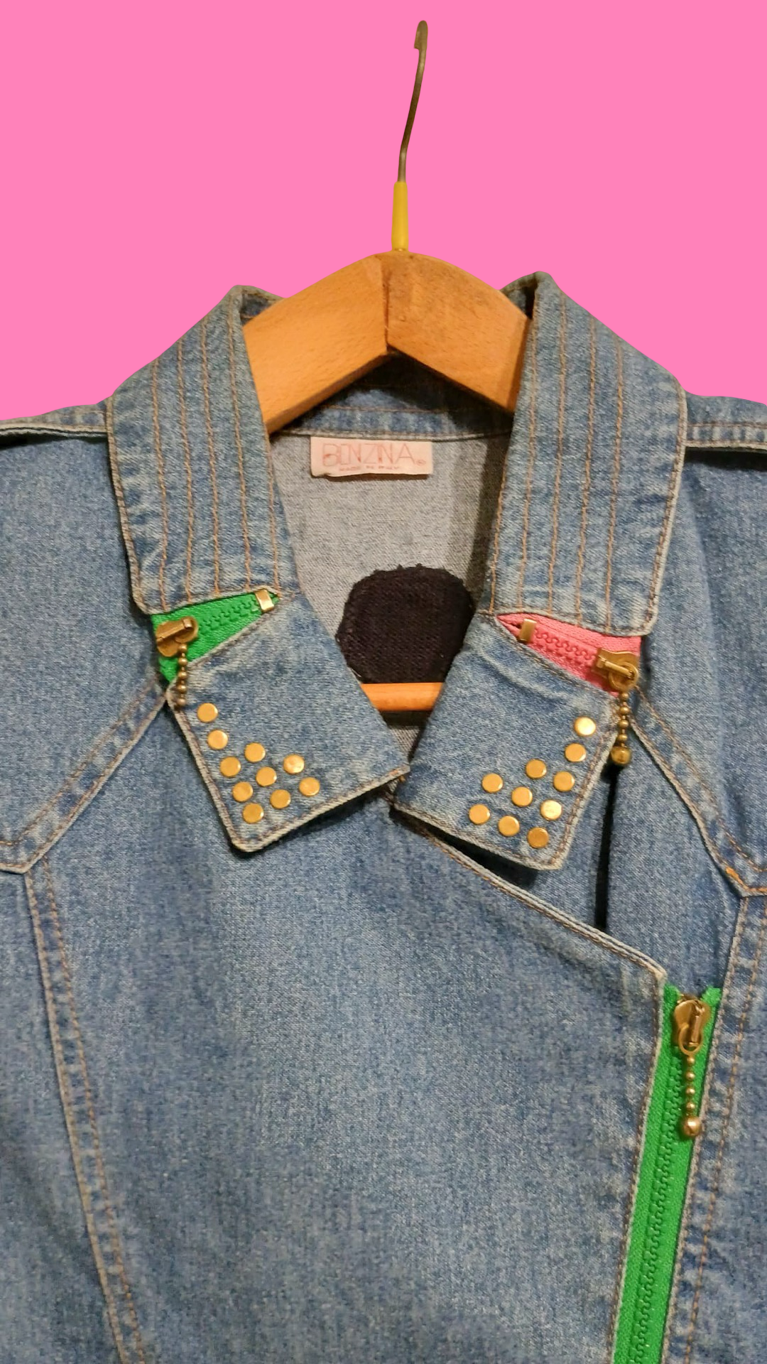 Jeans Jacket Vintage Multicolor A Fantasia Anni 90 Woman Size M