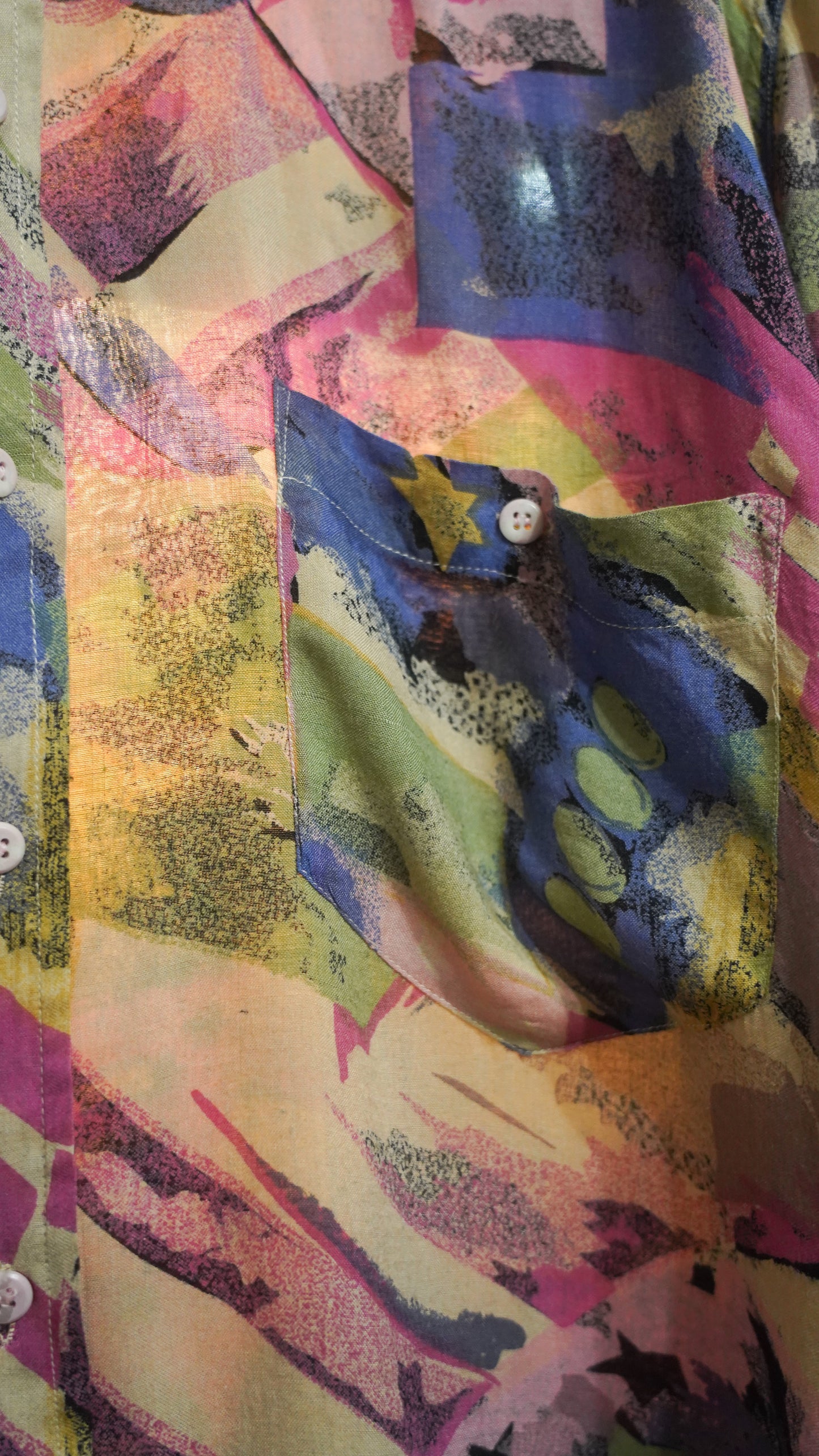 Vintage Multicolor Fantasy Shirt Unisex Short Sleeves Size L