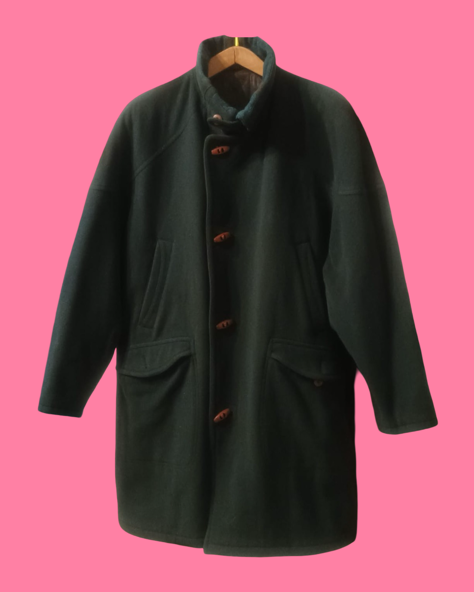 Vintage Green 90's Wool Coat Unisex Size M