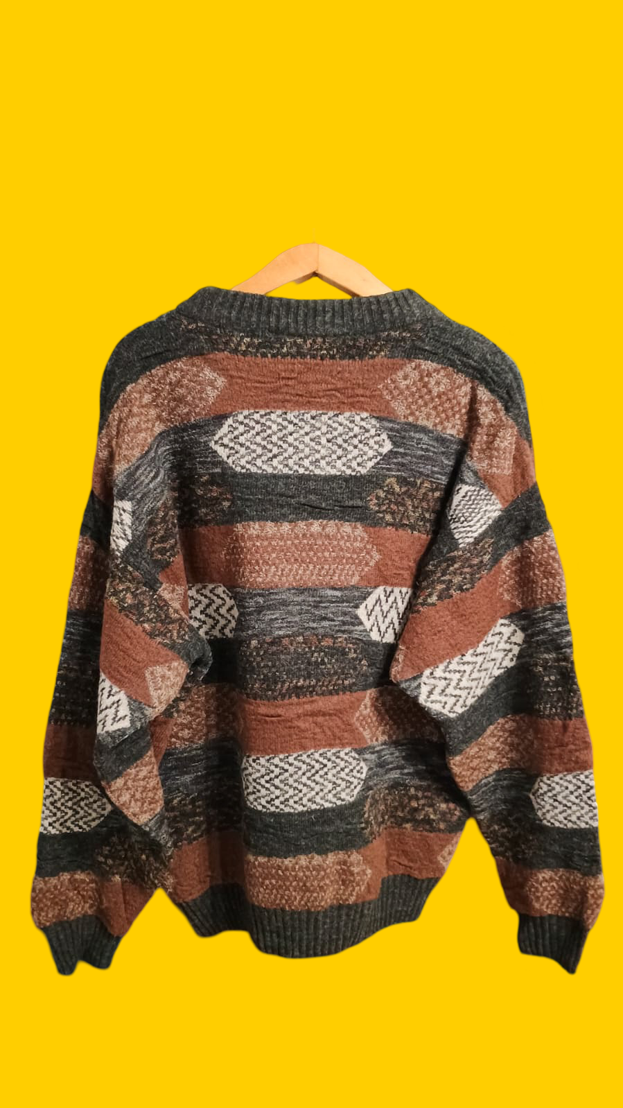 Maglione Vintage Multicolor A Fantasia Anni 90 Unisex Size XXL