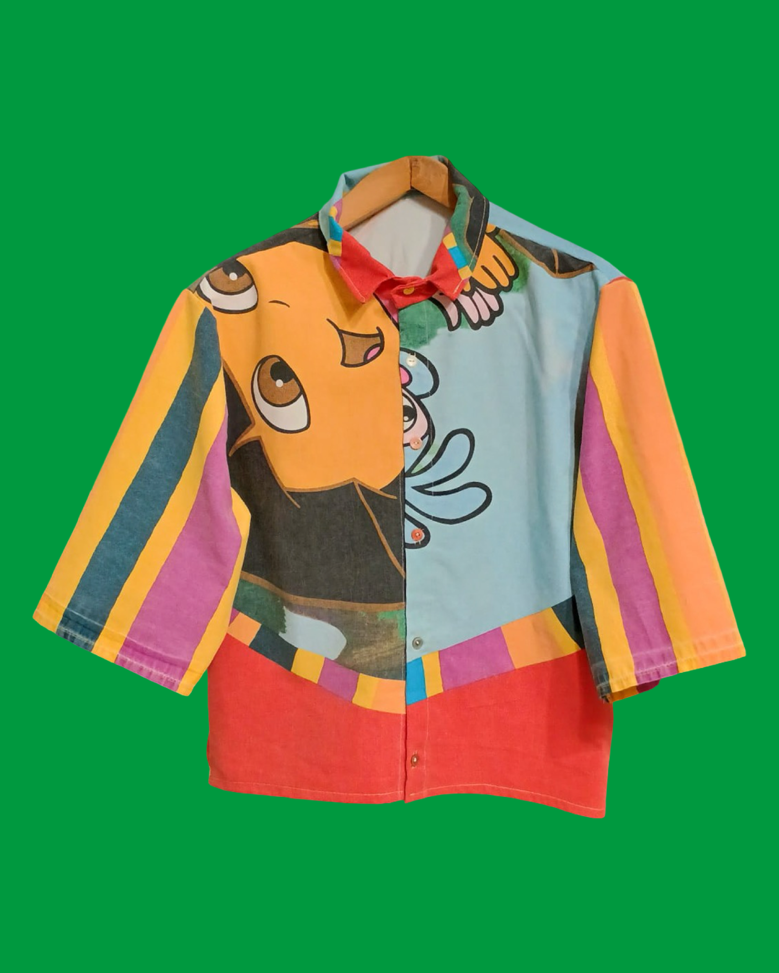 Vintage Multicolor Fantasy 90's Cropped Shirt Woman Size M