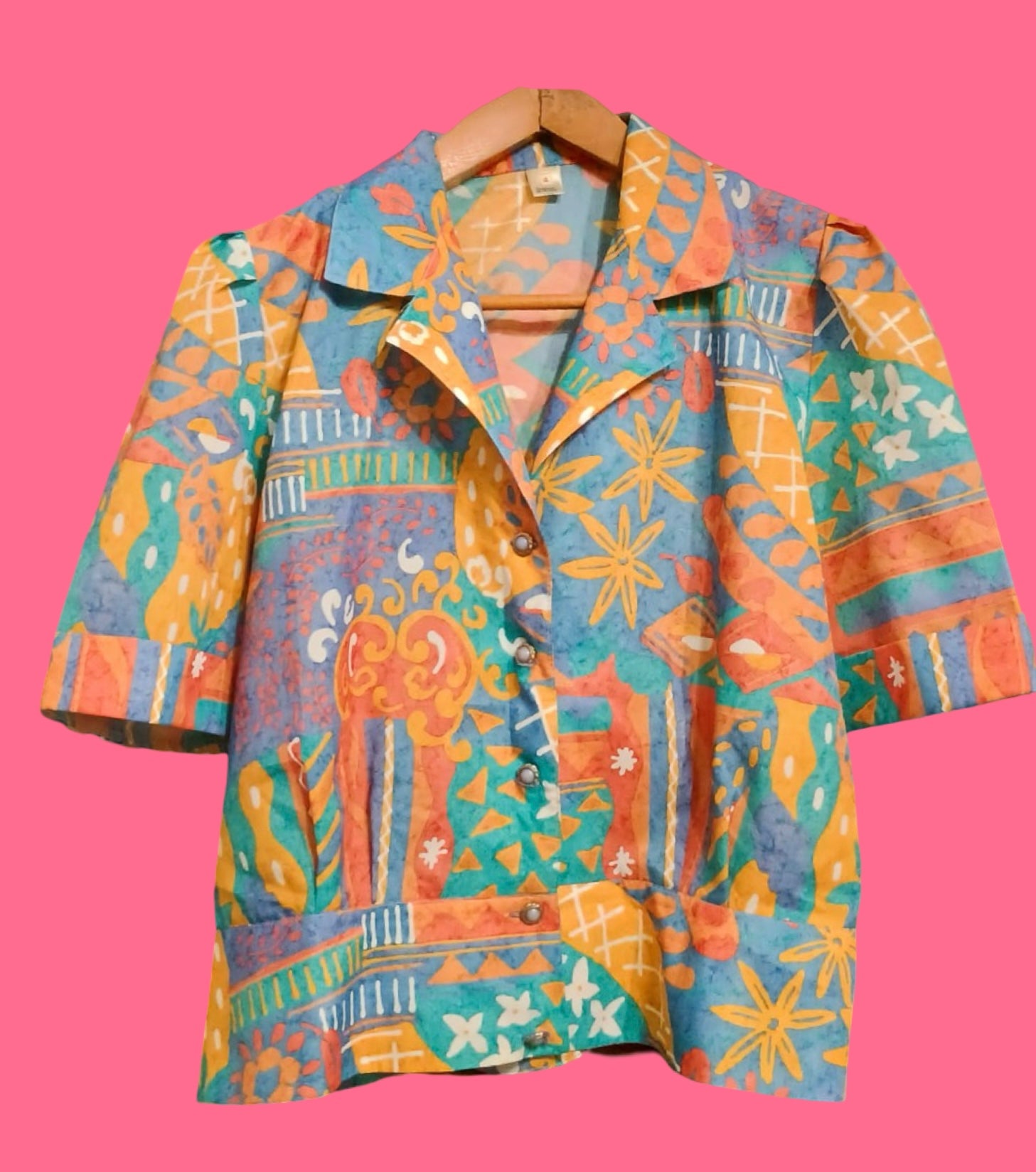 Vintage Multicolor Fantasy 80's Shirt Woman Size M