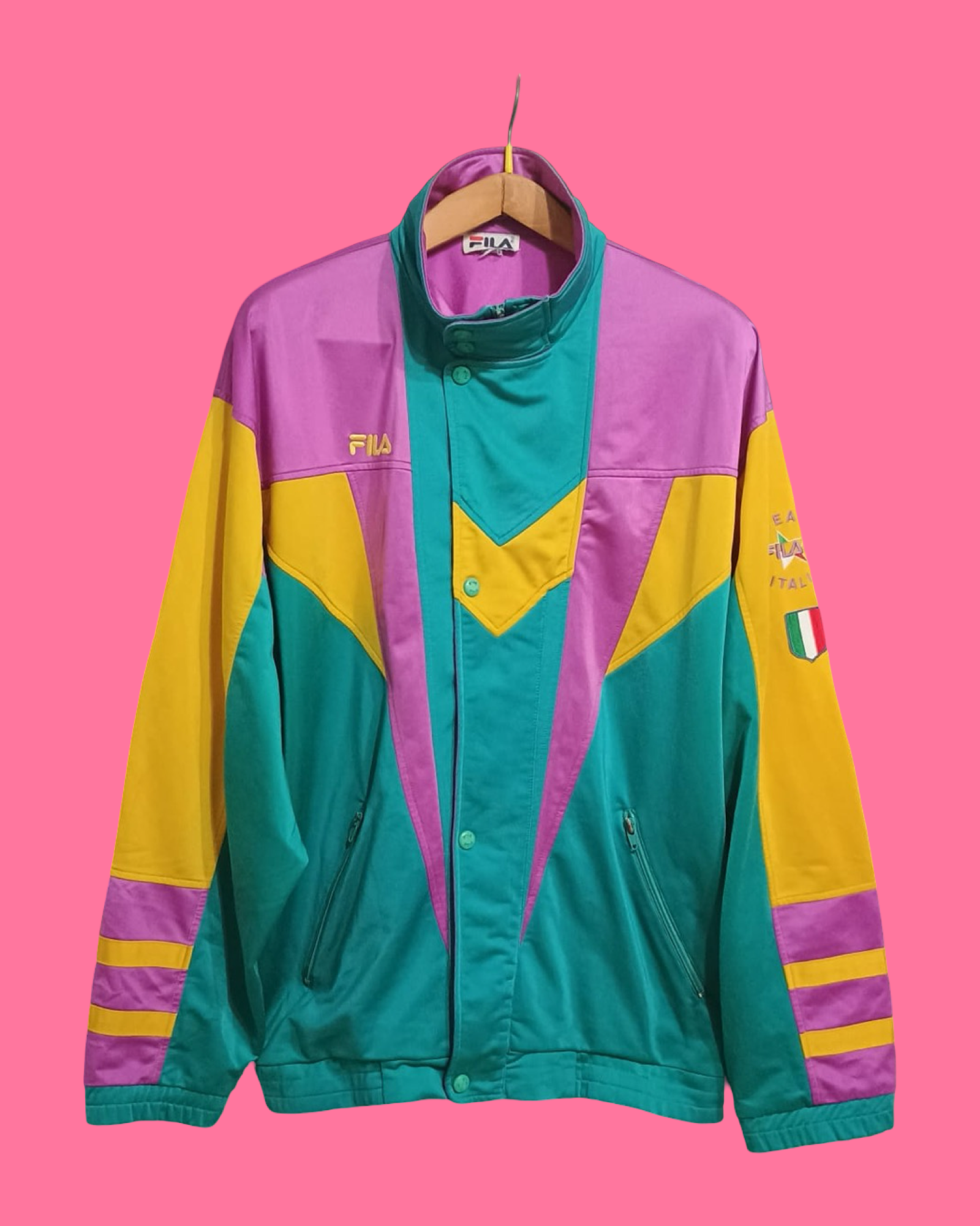 Vintage Multicolor Fantasy 90's Fila Sweatshirt-Jacket Unisex Size L