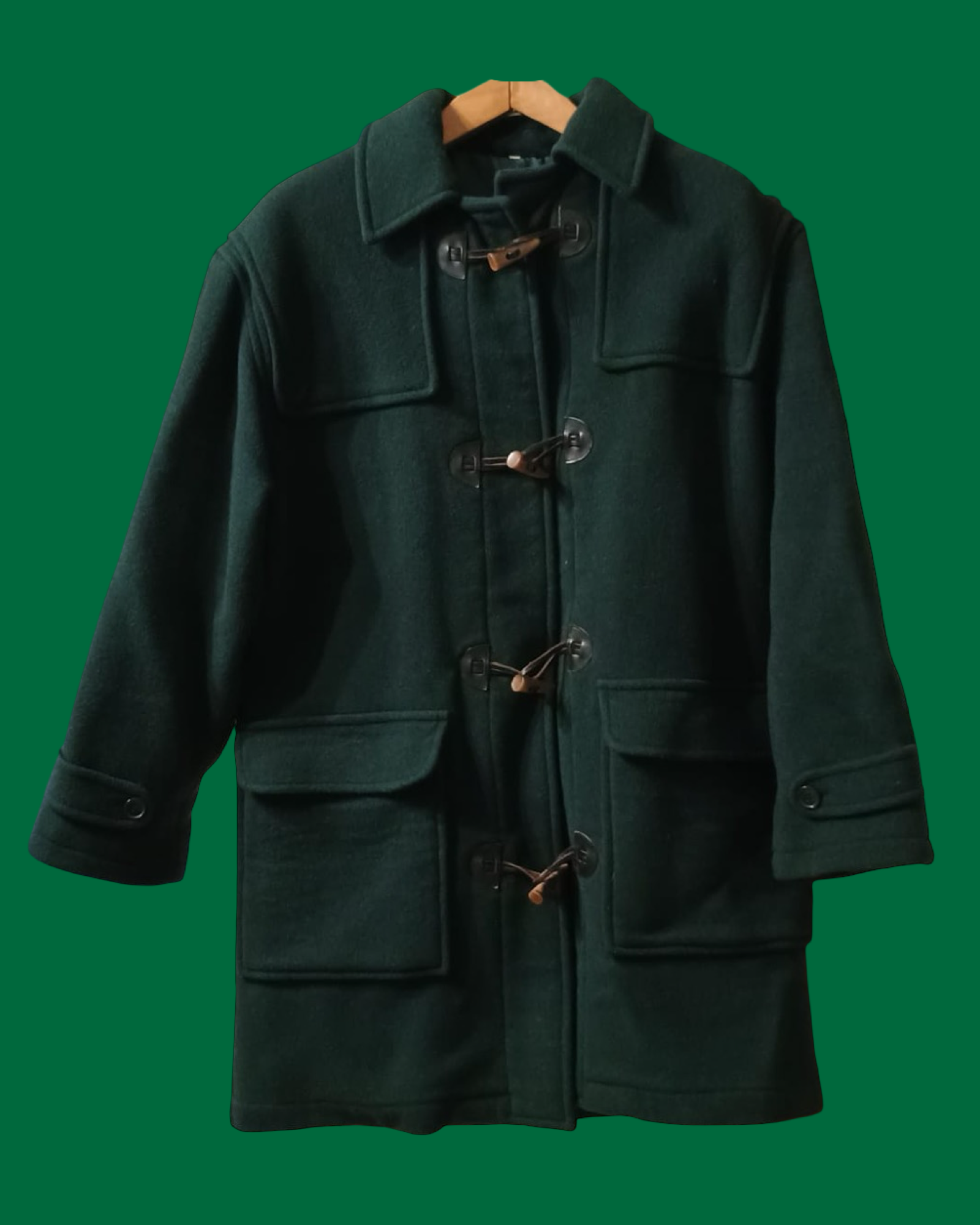 Vintage Green 90's Wool Coat Unisex Size M