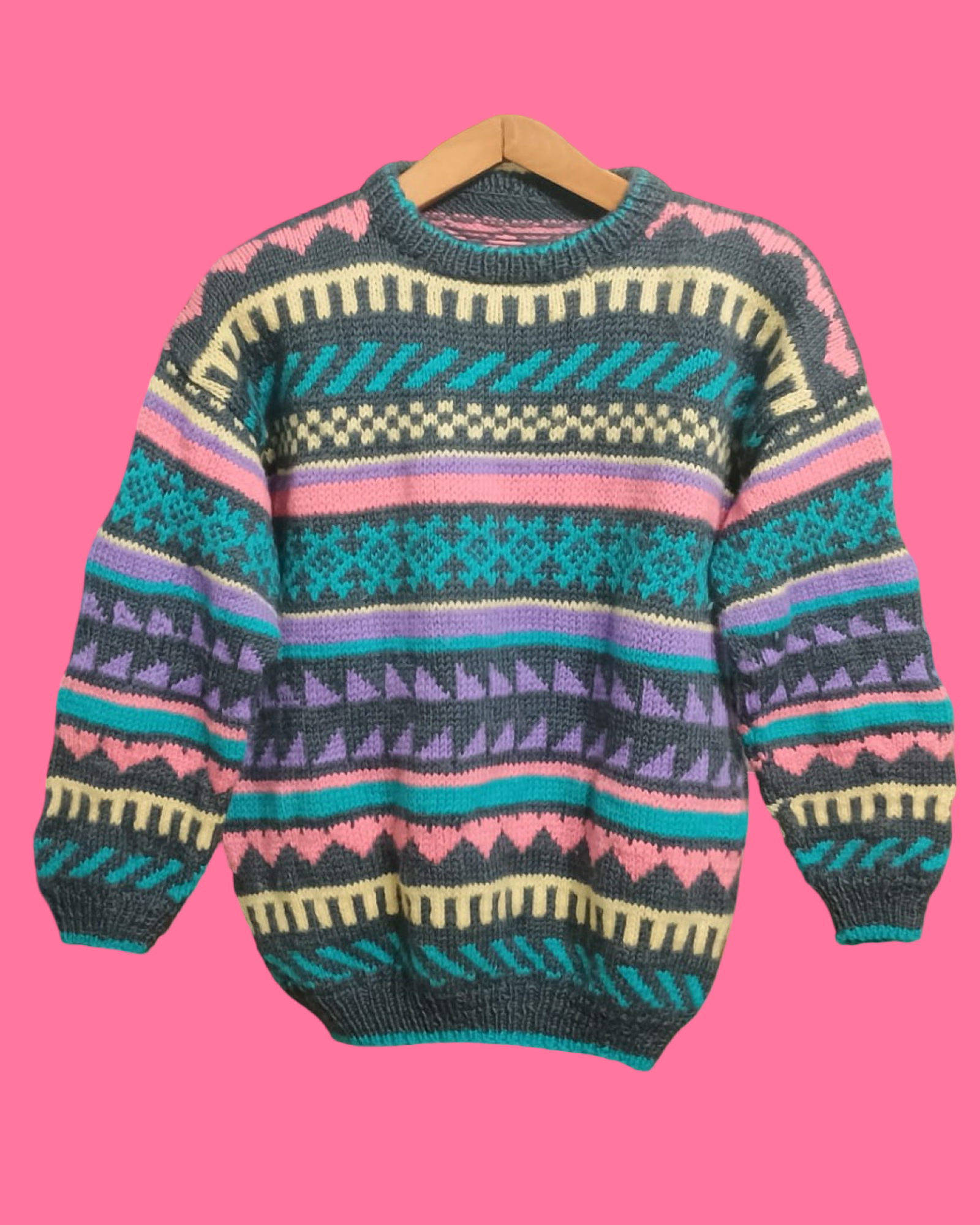 Vintage Multicolor Fantasy 90's Sweater Woman Size S