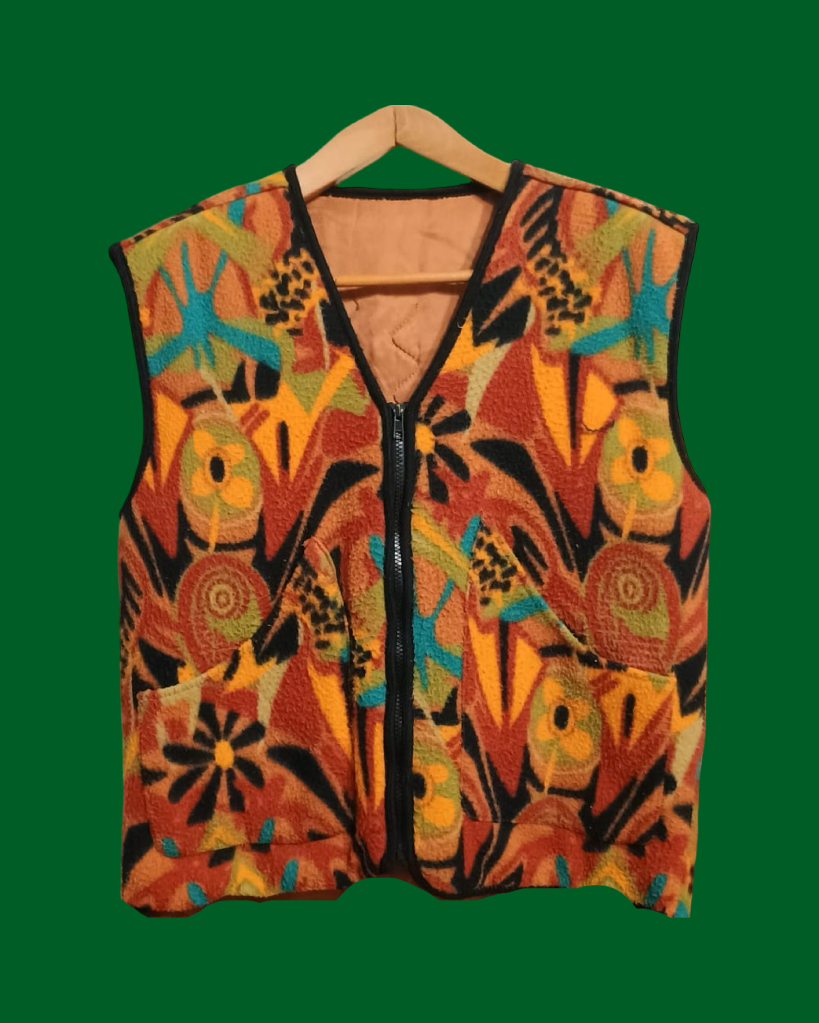 Vintage Multicolor Fantasy 90's Pile Gilet Unisex Size S