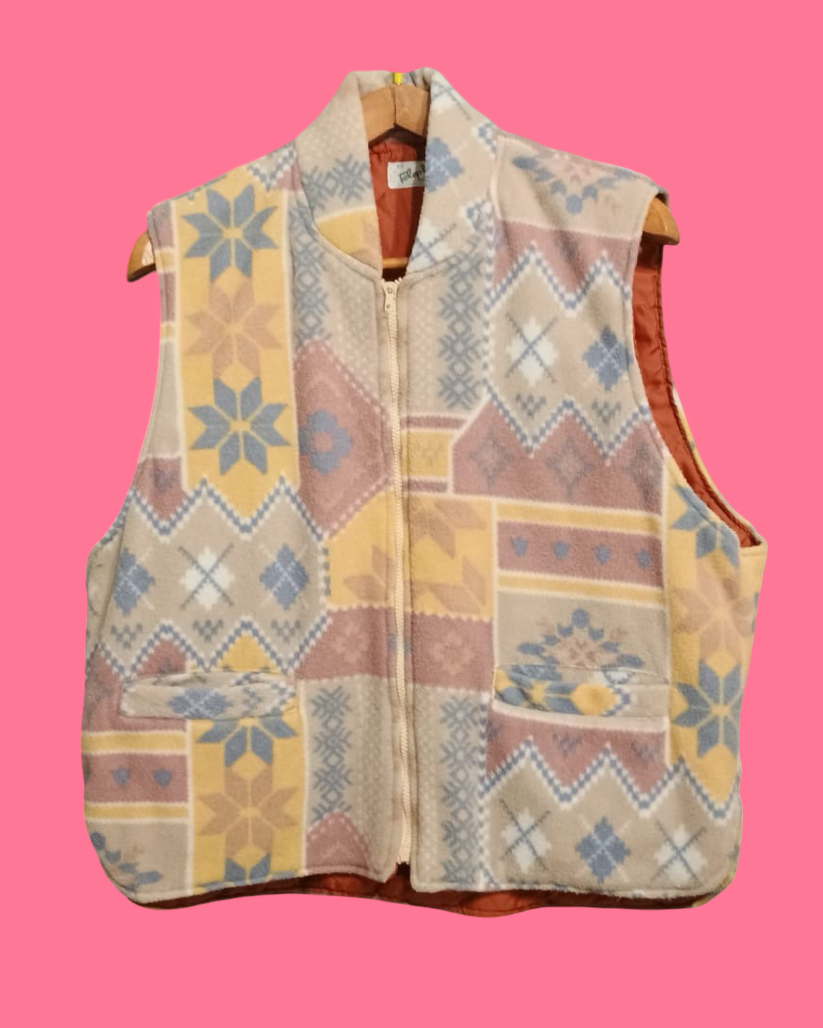 Vintage Multicolor Fantasy 90's Pile Gilet Unisex Size M