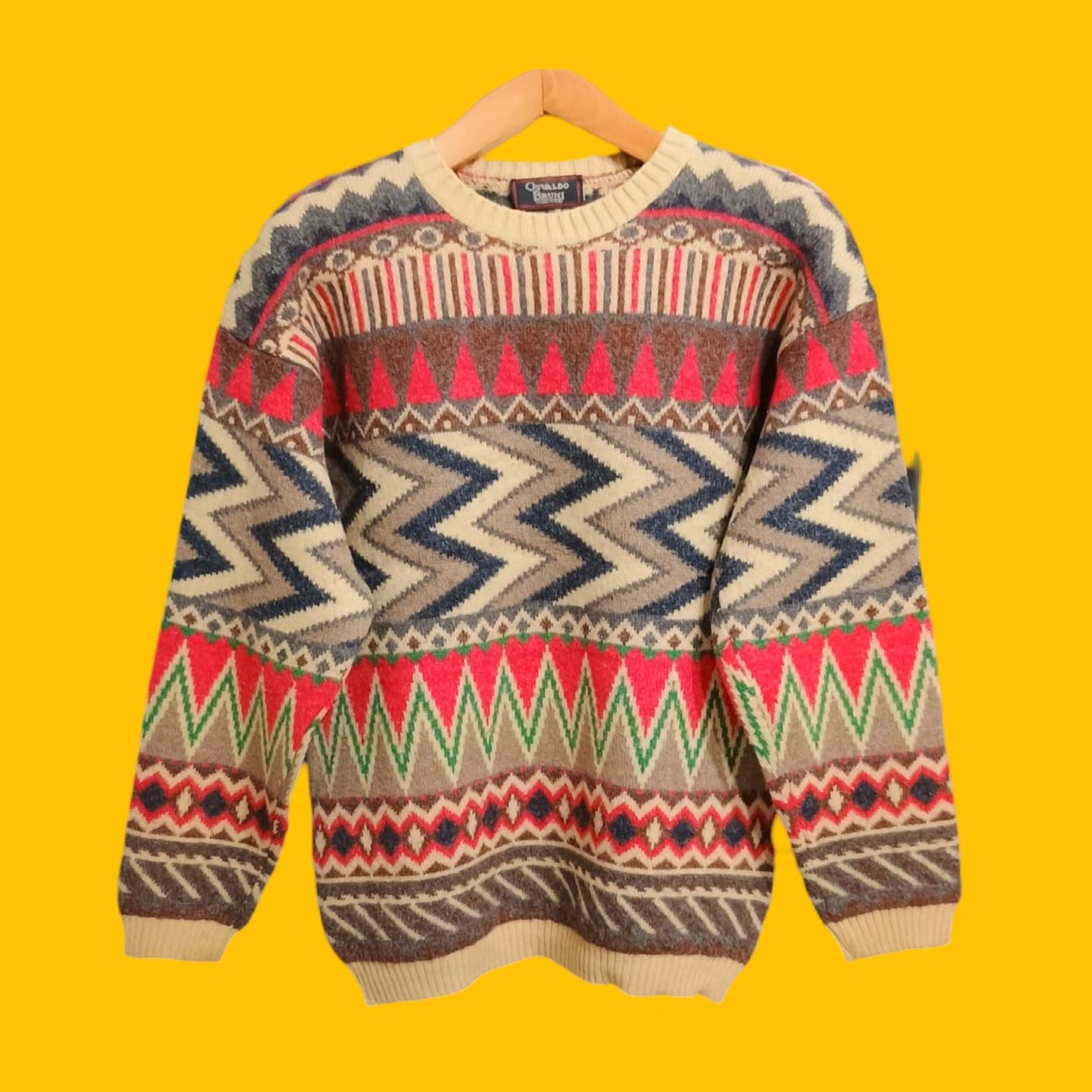 Maglione Vintage Multicolor A Fantasia Anni 90 Unisex Size M