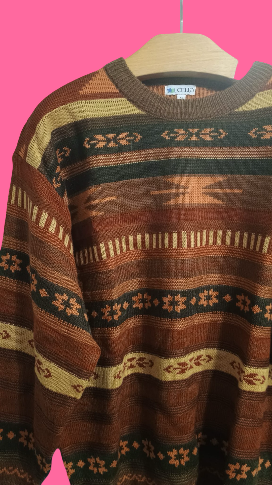 Maglione Vintage Multicolor A Fantasia Anni 90 Unisex Size XL