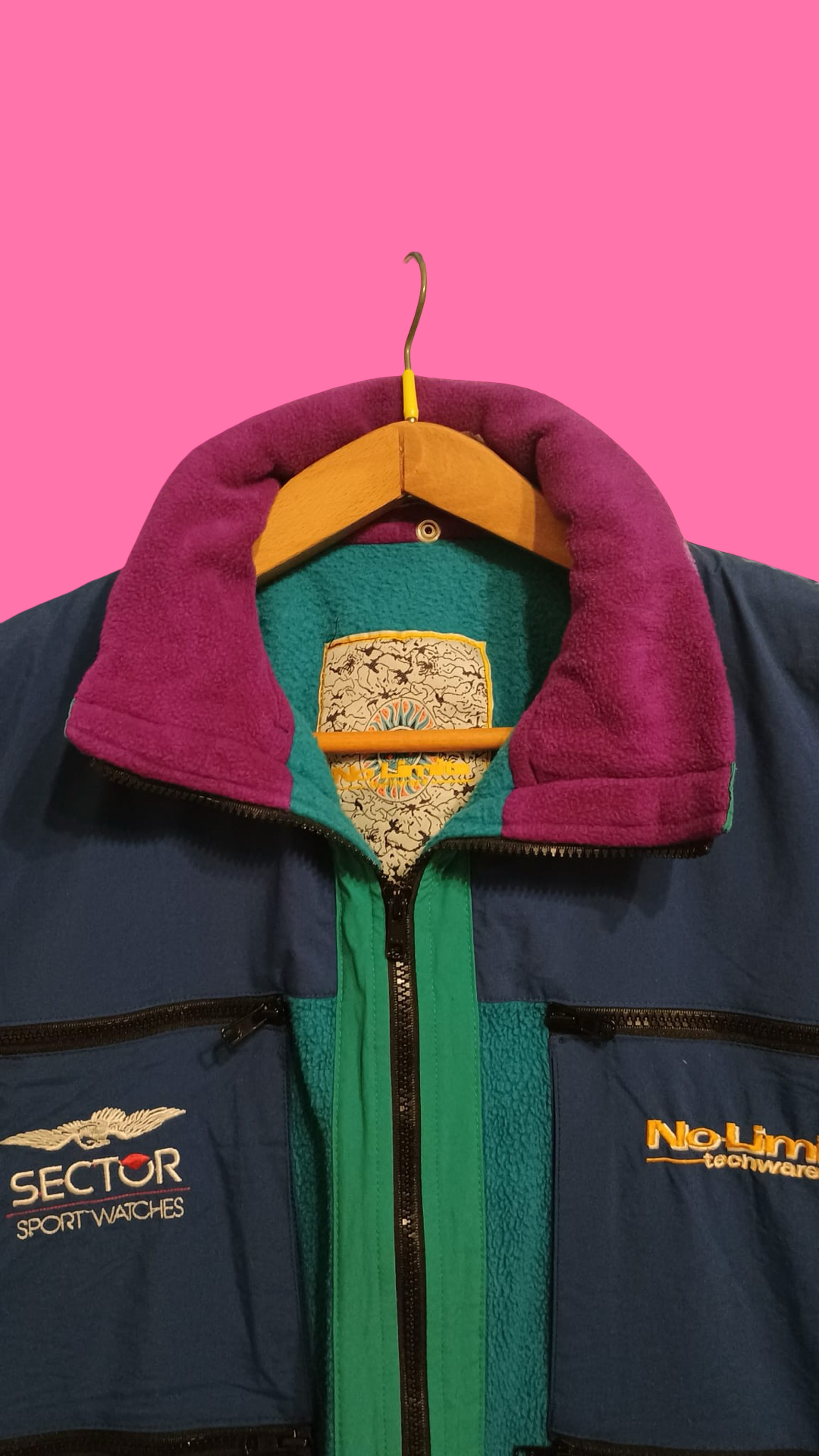 Vintage Multicolor Fantasy 90's Pile Gilet Unisex Size L