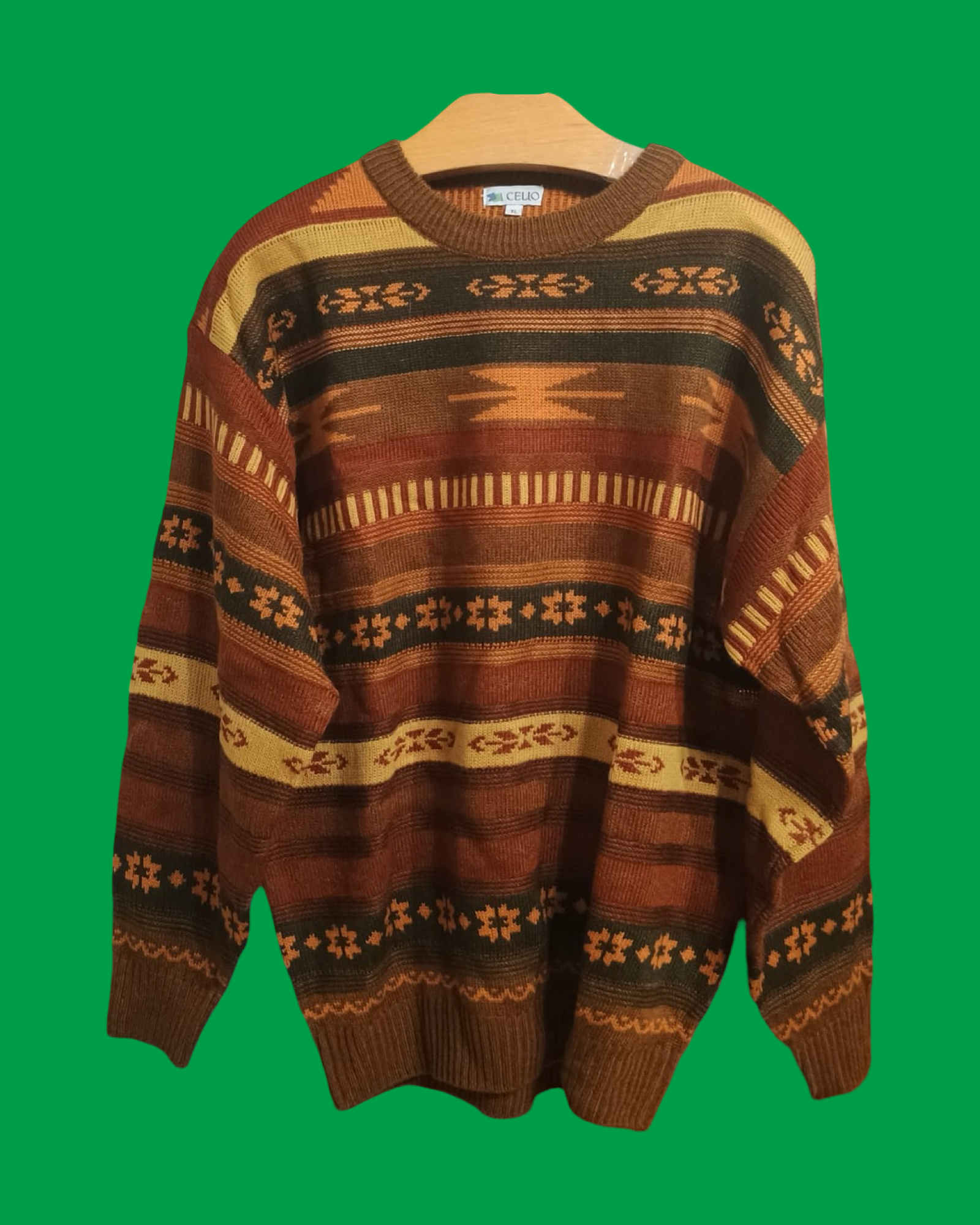 Maglione Vintage Multicolor A Fantasia Anni 90 Unisex Size XL