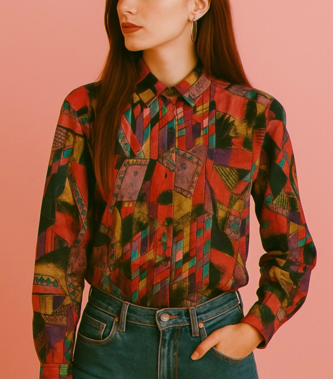 Vintage Multicolor Fantasy 90's Shirt Woman Size M