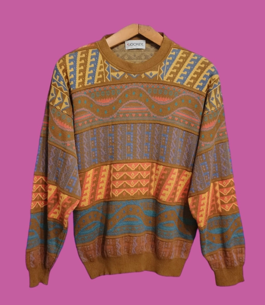Maglione Vintage Multicolor A Fantasia Anni 90 Unisex Size M